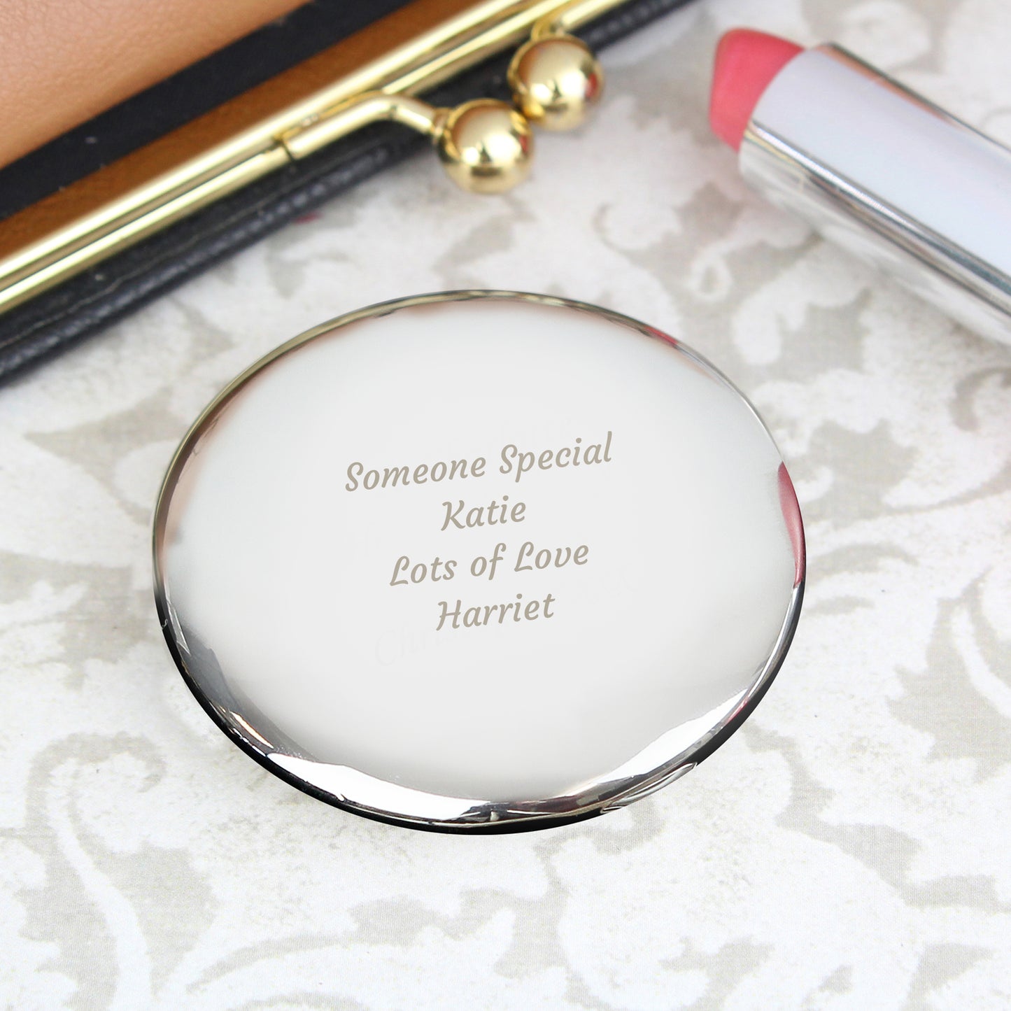 Personalised Any Message Compact Mirror - MK&JD Gifts