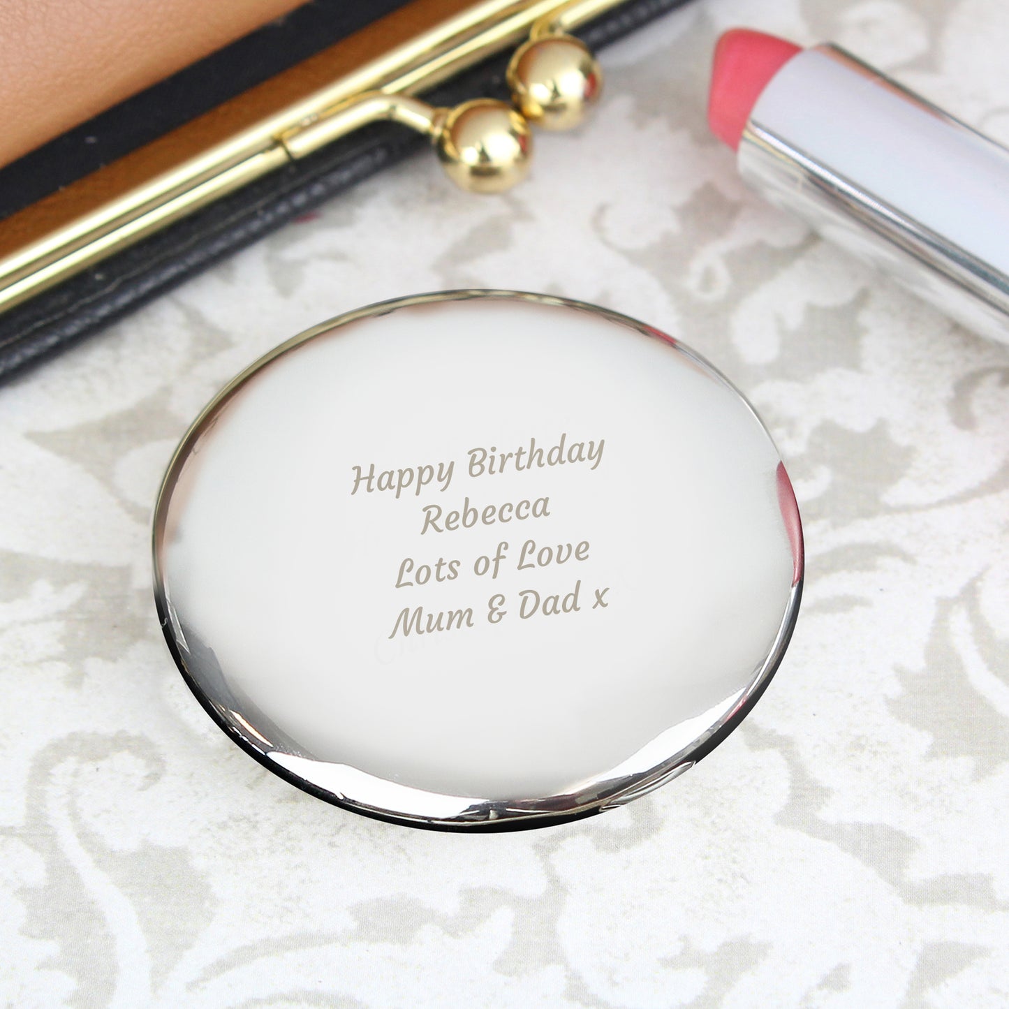 Personalised Any Message Compact Mirror - MK&JD Gifts