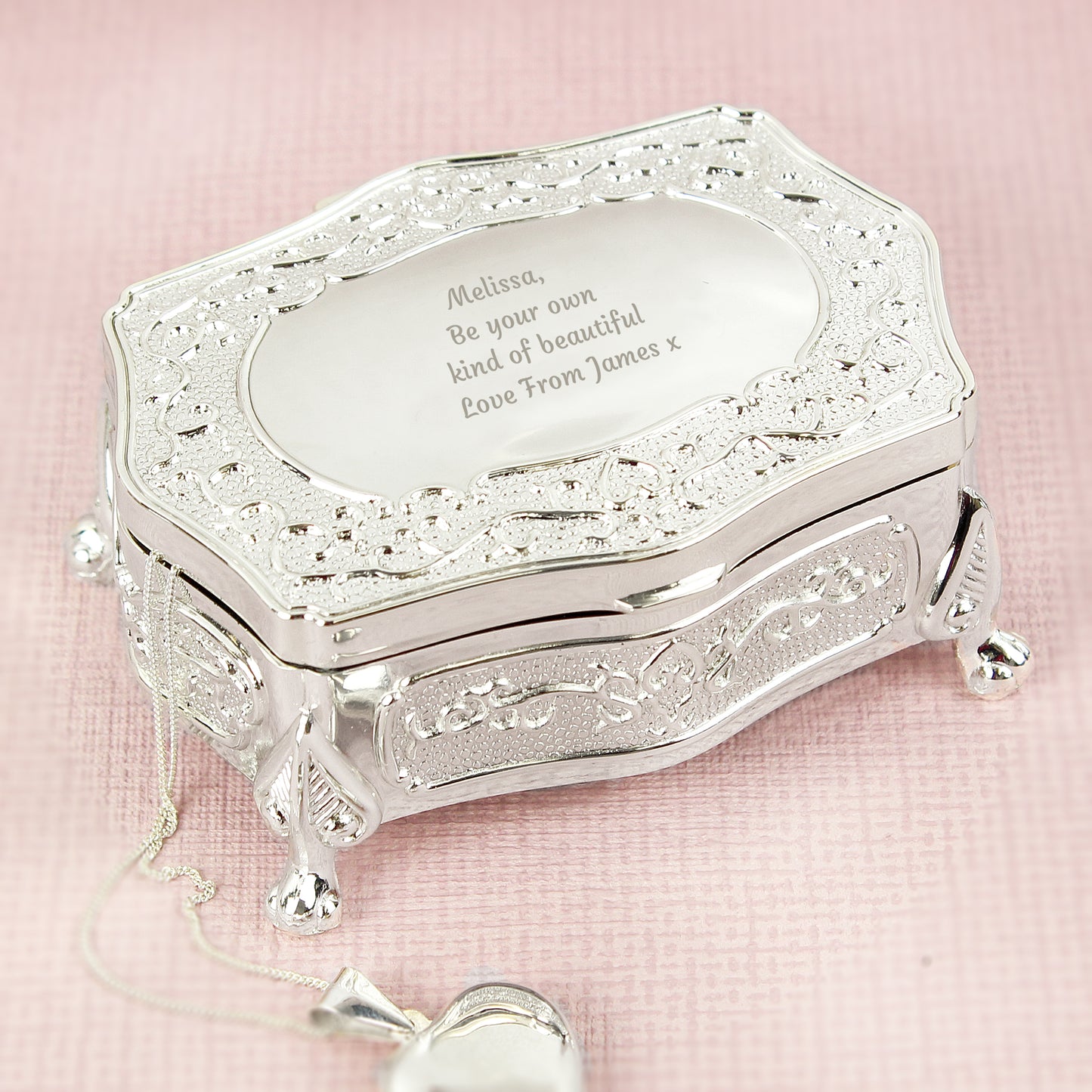 Personalised Any Message Small Antique Trinket Box - MK&JD Gifts