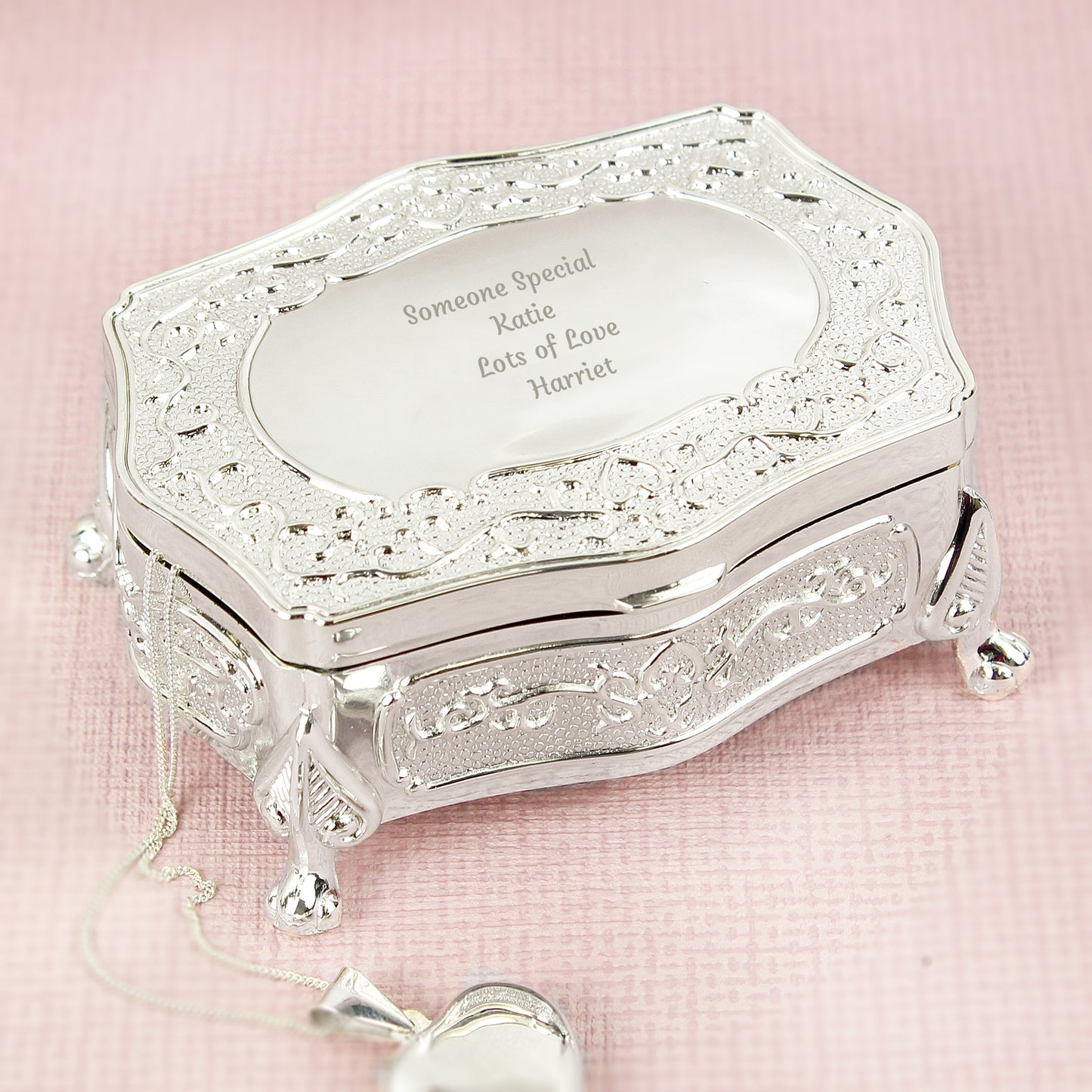 Personalised Any Message Small Antique Trinket Box - MK&JD Gifts