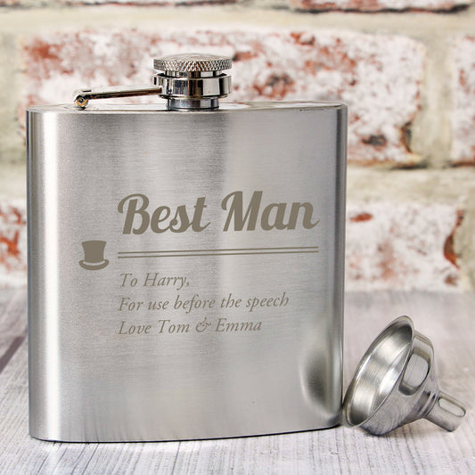 Personalised Best Man Hip Flask - MK&JD Gifts