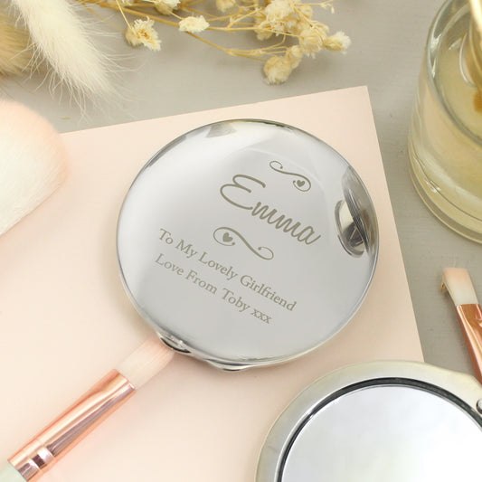 Personalised Swirls & Hearts Compact Mirror - MK&JD Gifts