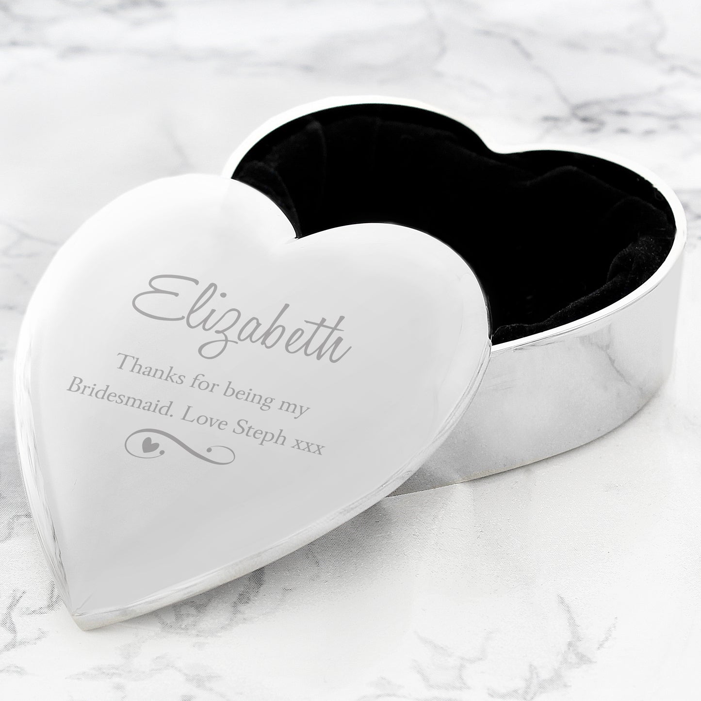 Personalised Any Message Swirls & Hearts Heart Trinket Box - MK&JD Gifts