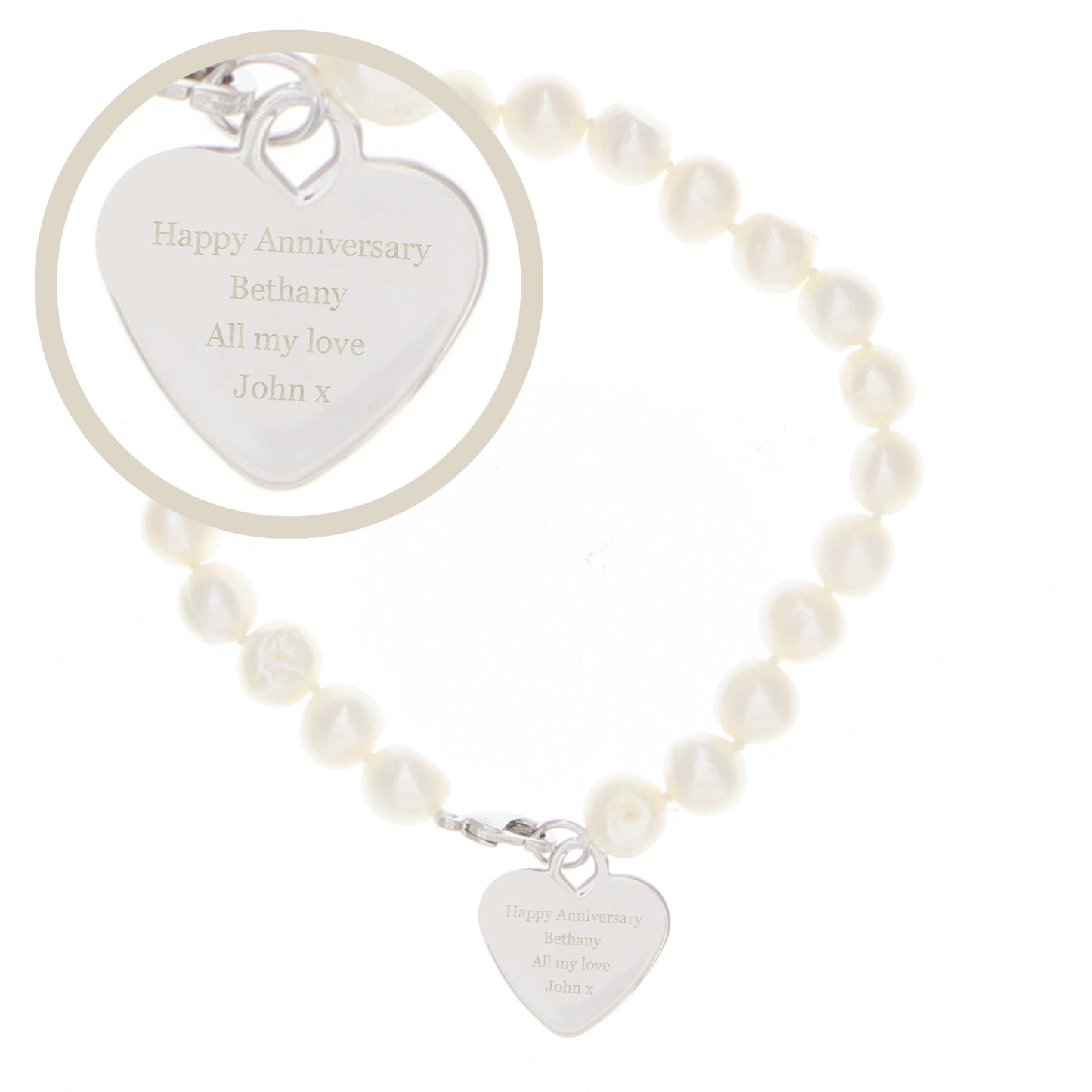 Personalised White Freshwater Pearl Message Bracelet - MK&JD Gifts