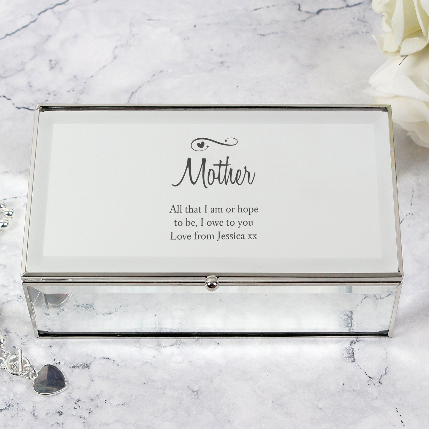 Personalised Swirls & Hearts Mirrored Jewellery Box - MK&JD Gifts