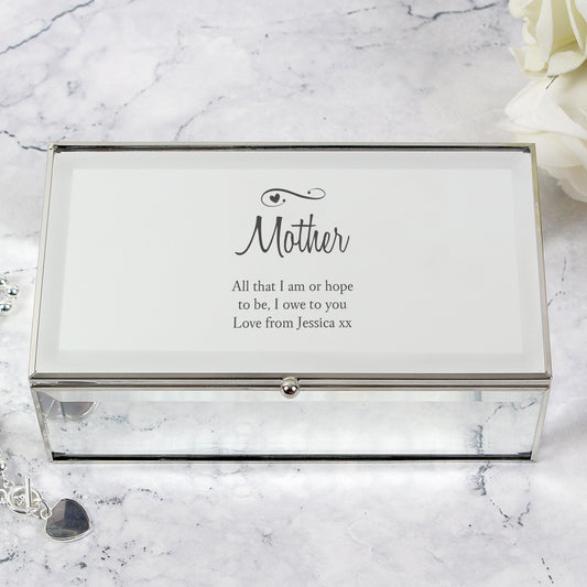 Personalised Swirls & Hearts Mirrored Jewellery Box - MK&JD Gifts