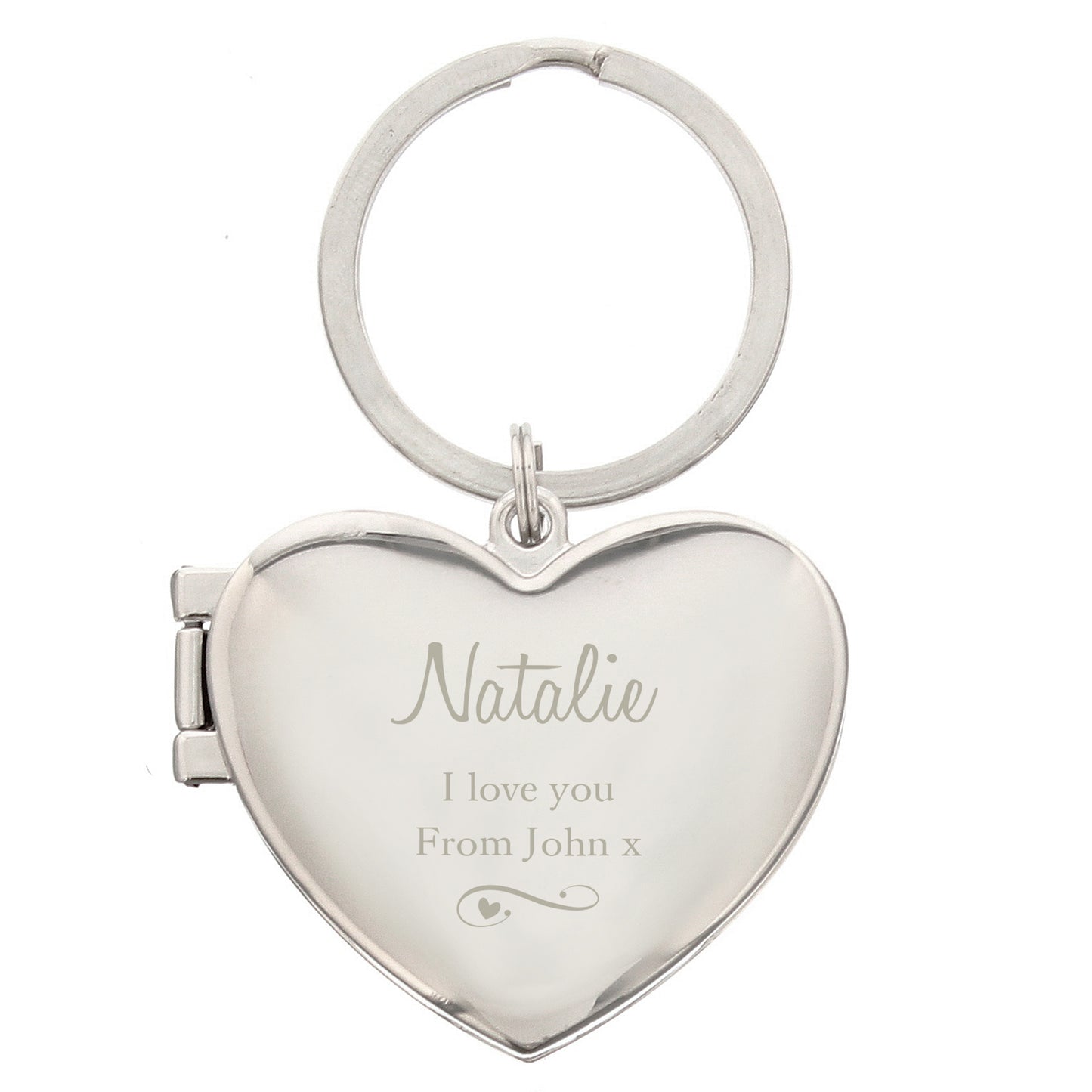 Personalised Swirl Heart Photoframe Keyring - MK&JD Gifts
