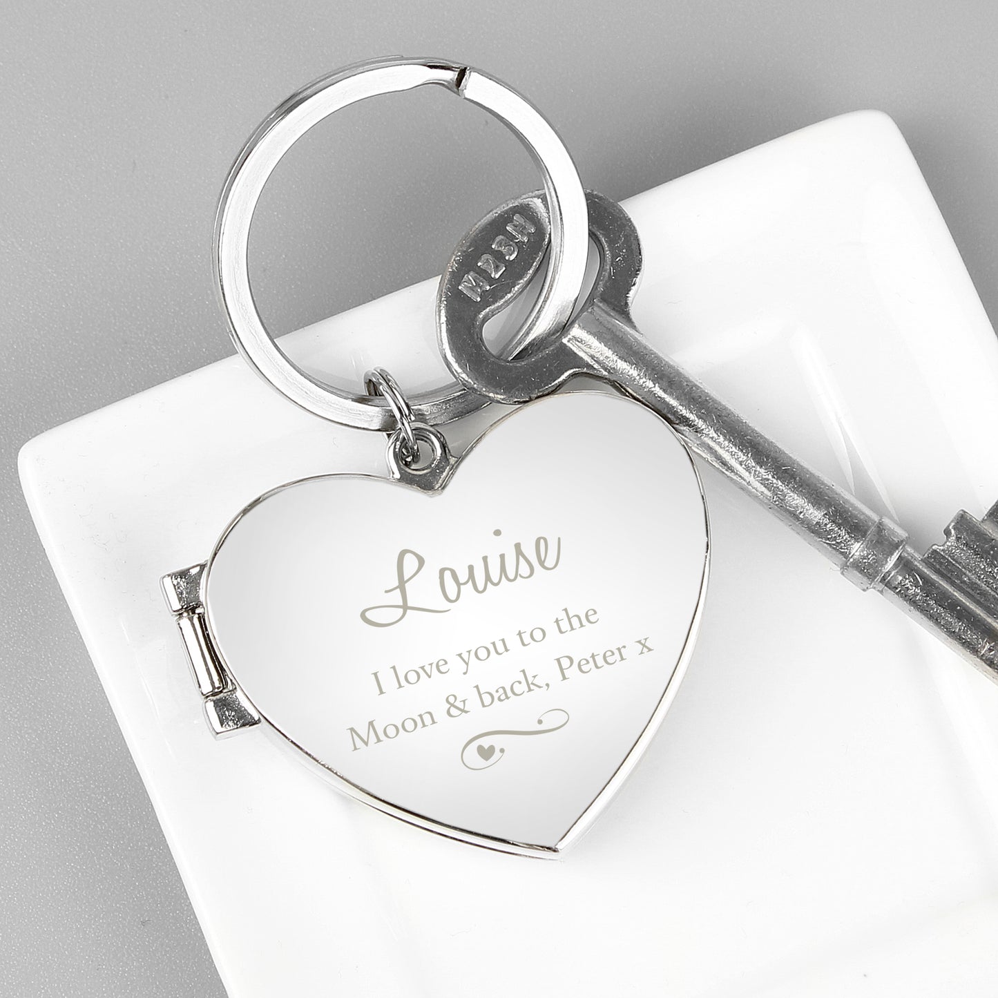 Personalised Swirl Heart Photoframe Keyring - MK&JD Gifts