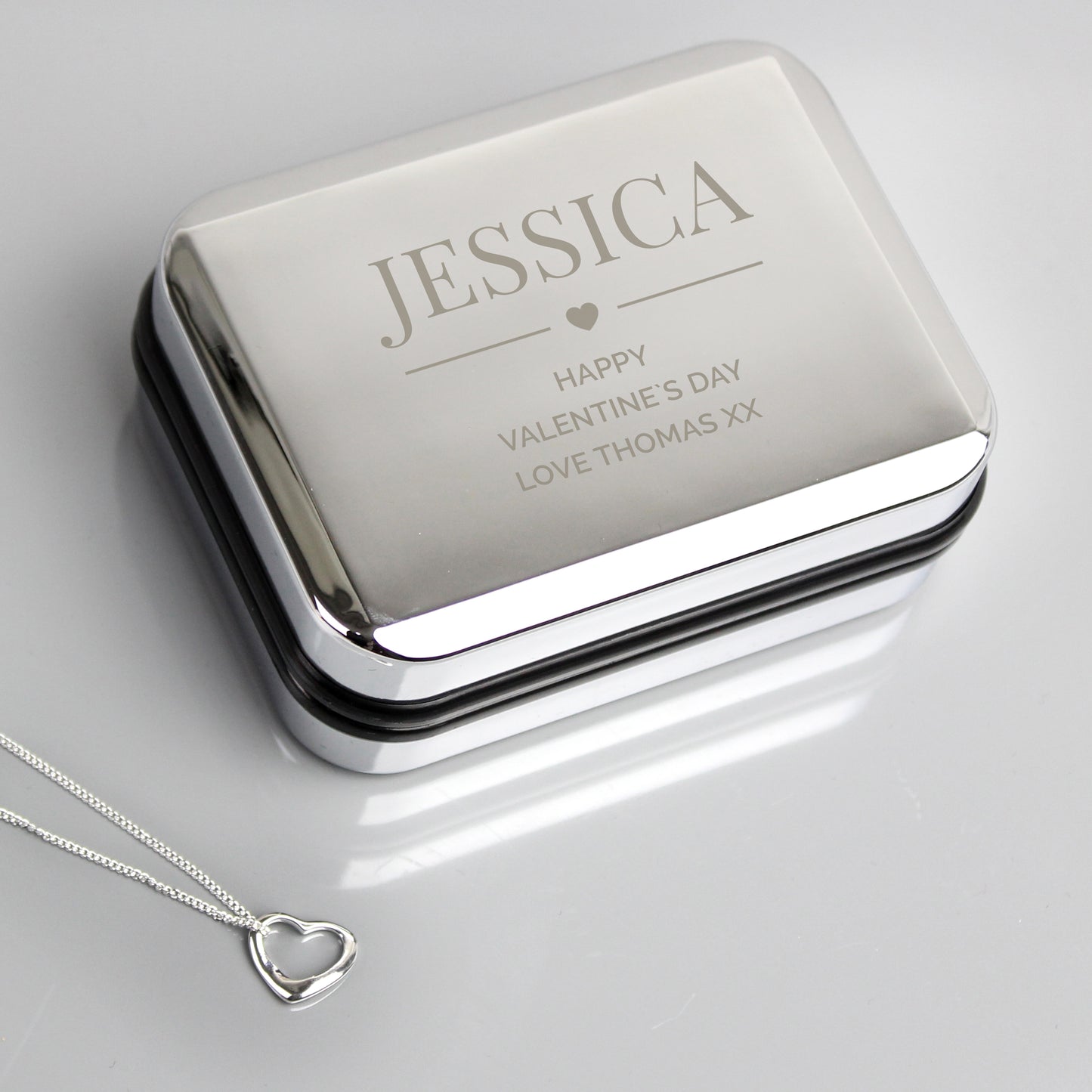 Personalised Box and Sterling Silver Heart Necklace - MK&JD Gifts