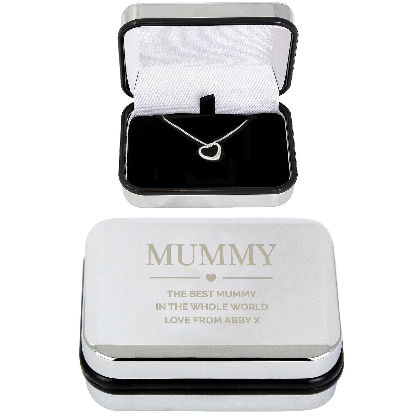 Personalised Box and Sterling Silver Heart Necklace - MK&JD Gifts