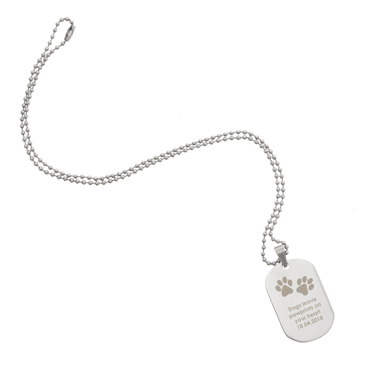 Personalised Paw Prints Stainless Steel Dog Tag Necklace - MK&JD Gifts