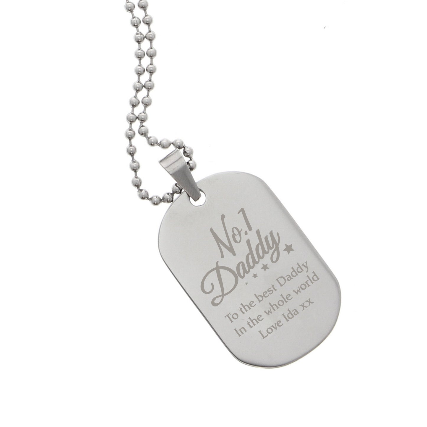 Personalised No.1 Daddy Stainless Steel Dog Tag Necklace - MK&JD Gifts