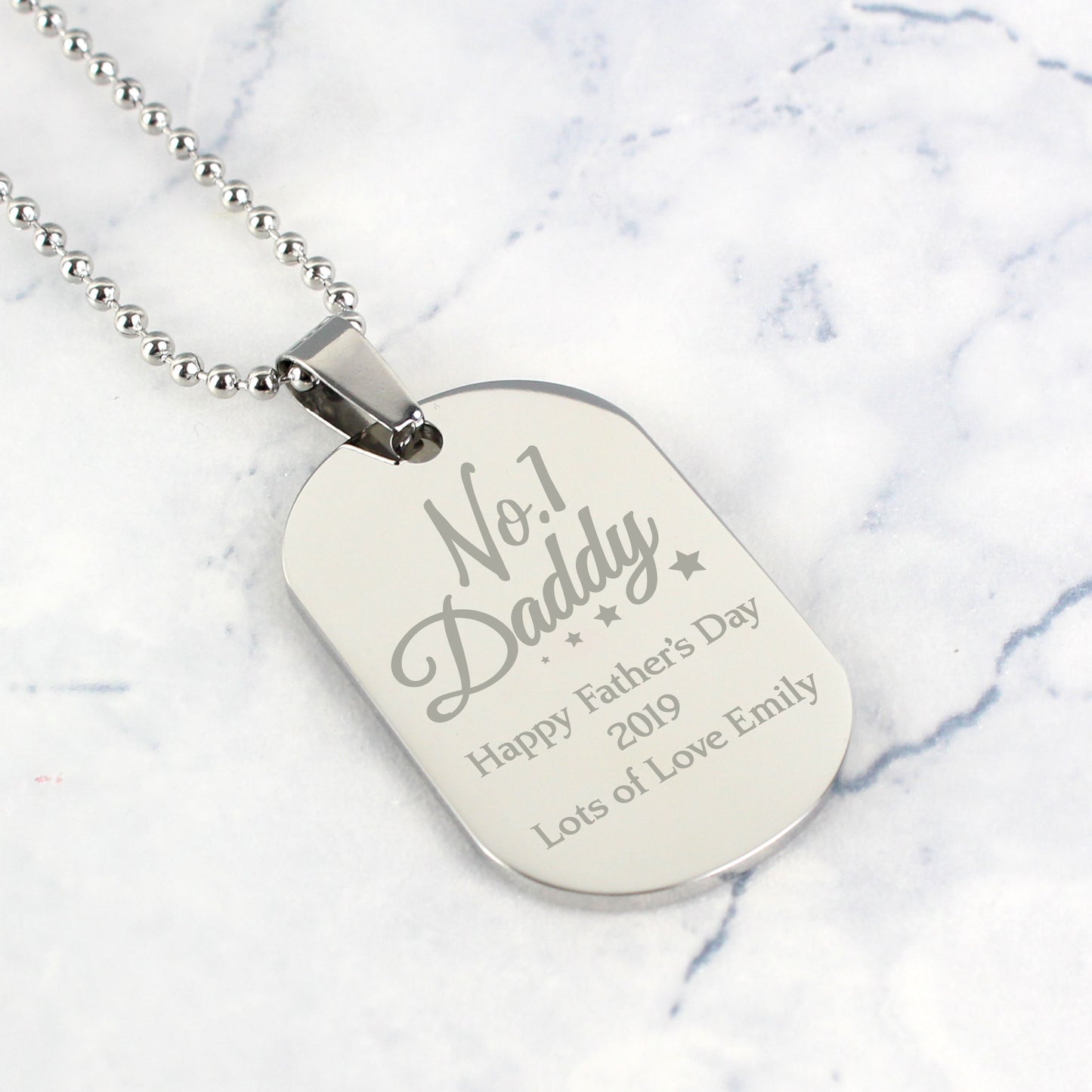 Personalised No.1 Daddy Stainless Steel Dog Tag Necklace - MK&JD Gifts