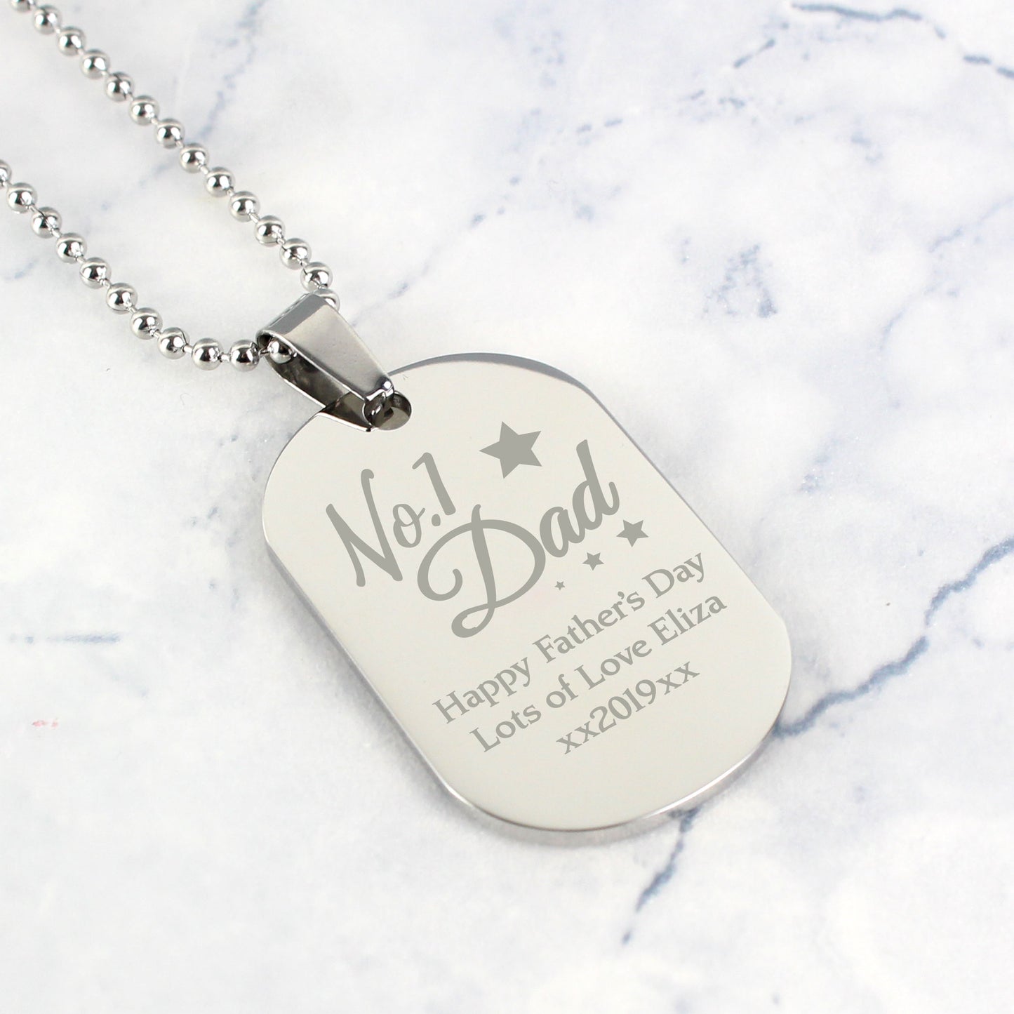 Personalised No.1 Dad Stainless Steel Dog Tag Necklace - MK&JD Gifts