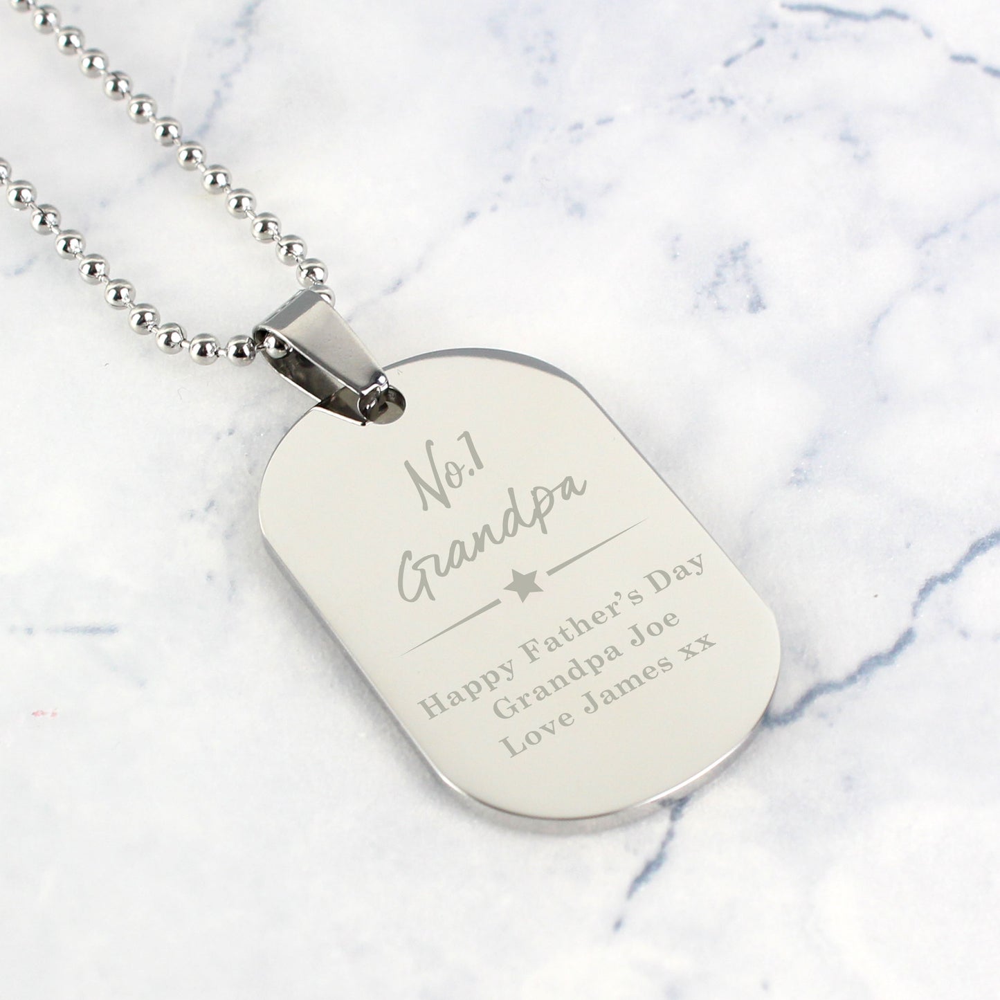 Personalised No.1 Stainless Steel Dog Tag Necklace - MK&JD Gifts