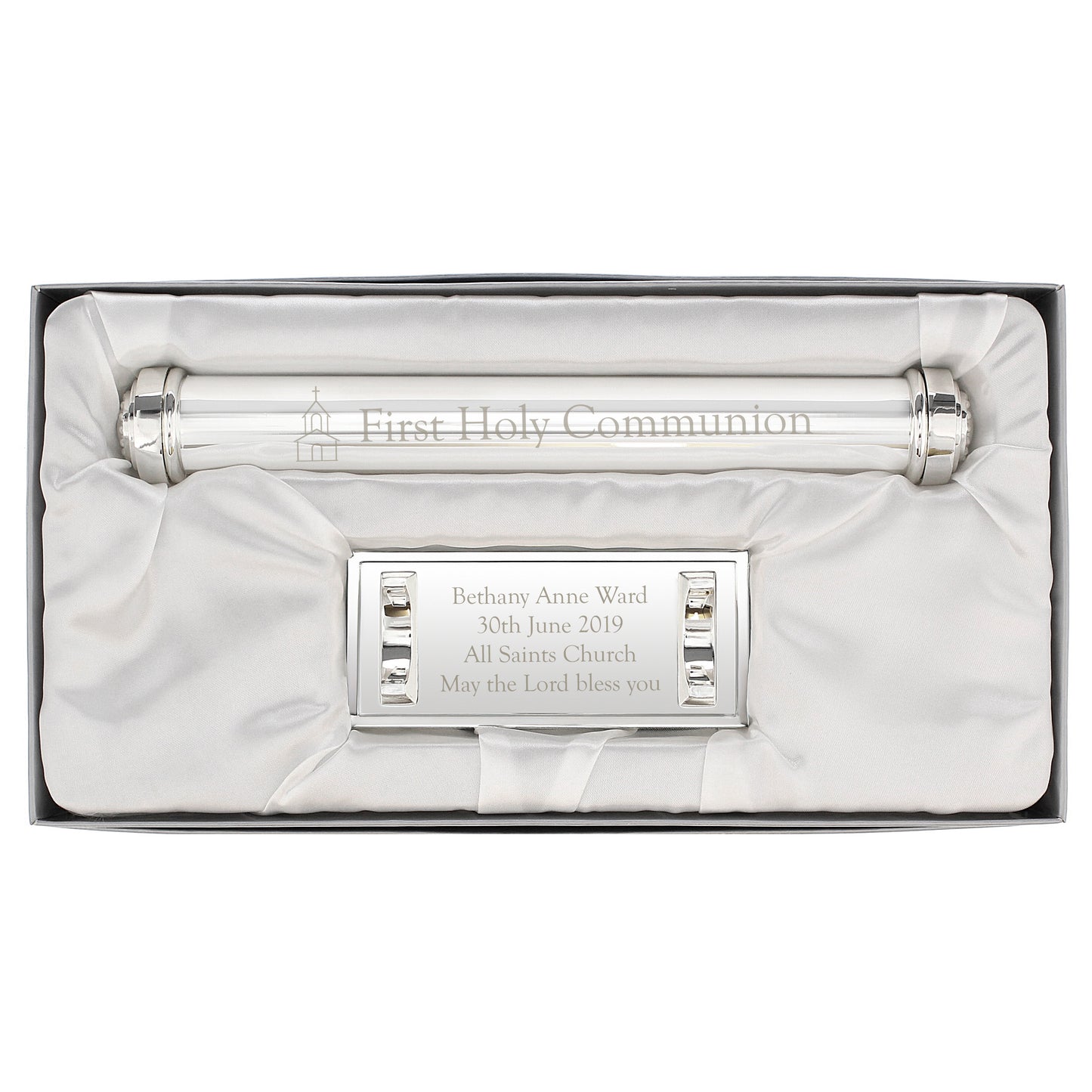 Personalised First Holy Communion Silver Plated Certificate Holder - MK&JD Gifts