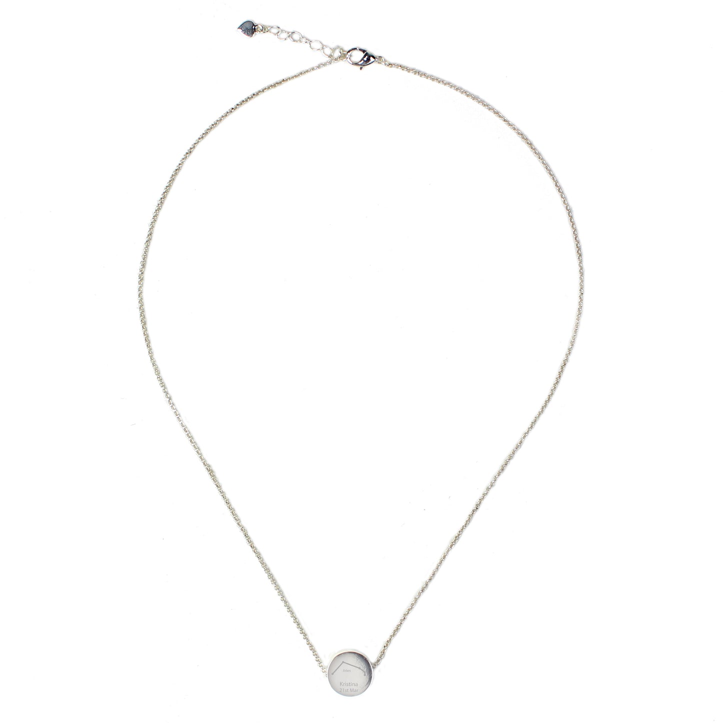 Personalised Aries Zodiac Star Sign Silver Tone Necklace (March 21st-April 19th) - MK&JD Gifts
