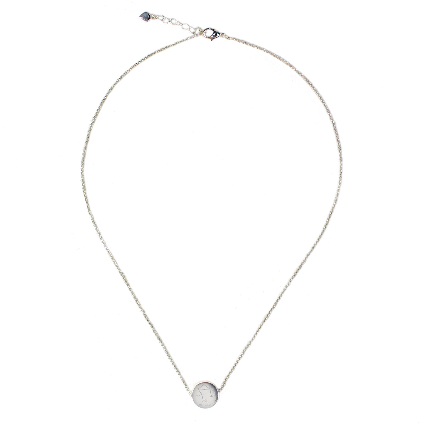 Personalised Libra Zodiac Star Sign Silver Tone Necklace (September 23rd - October 22nd) - MK&JD Gifts