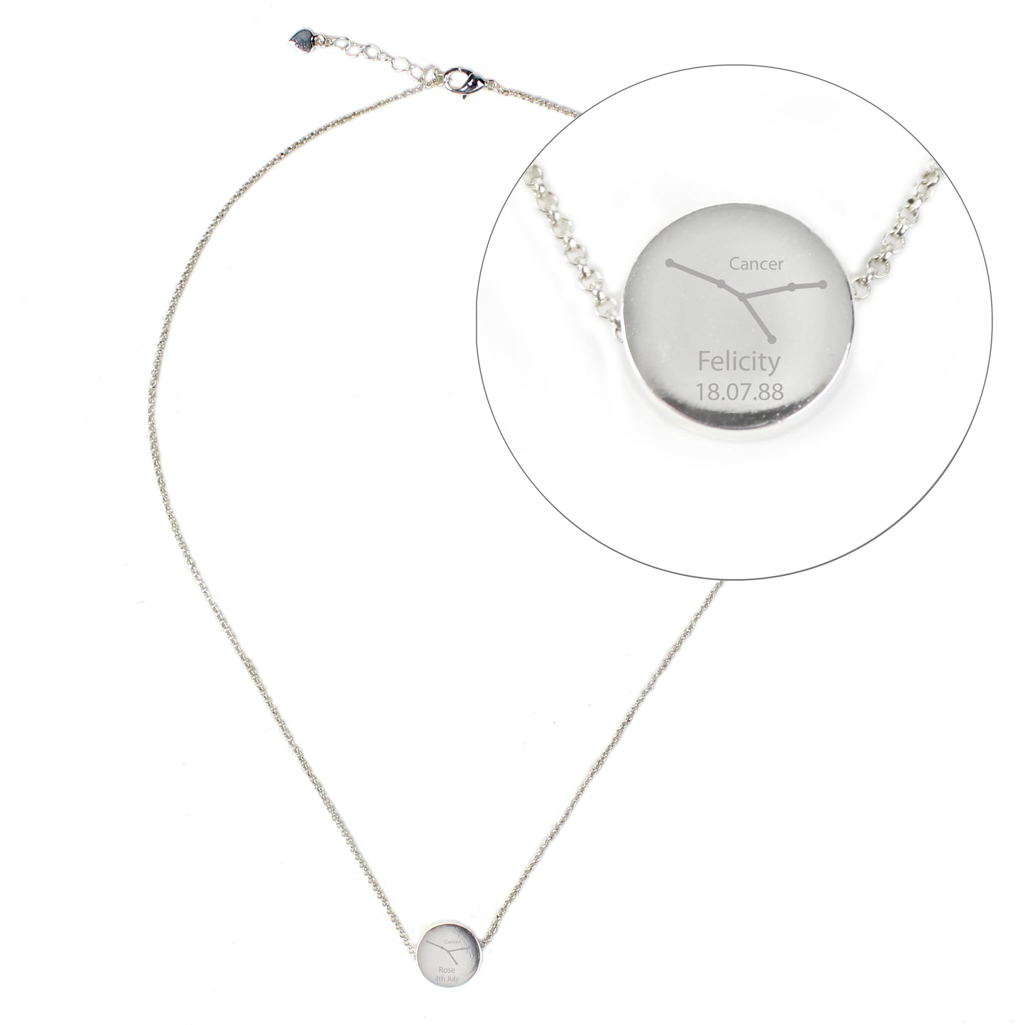 Personalised Cancer Zodiac Star Sign Silver Tone Necklace (21st June - 22nd July) - MK&JD Gifts