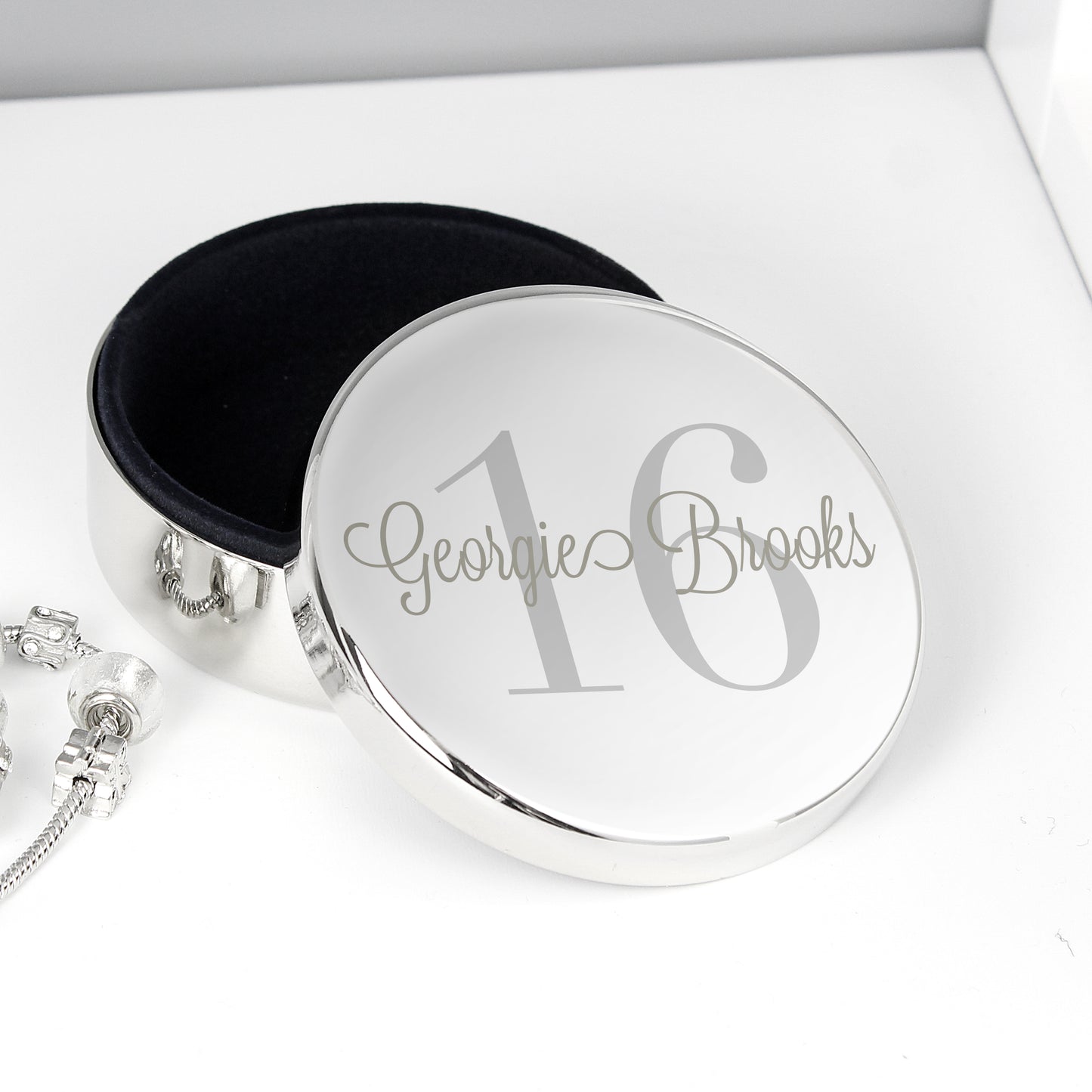 Personalised Birthday Big Age Round Trinket Box - MK&JD Gifts