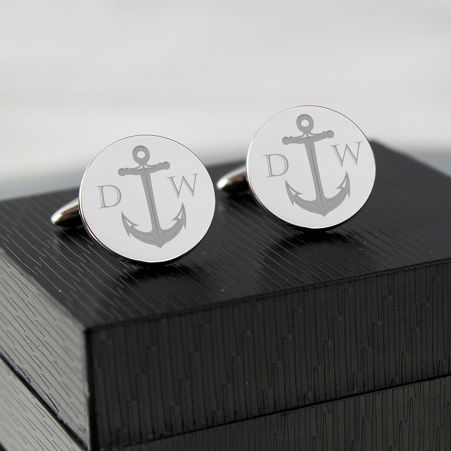 Personalised Anchor Round Cufflinks - MK&JD Gifts