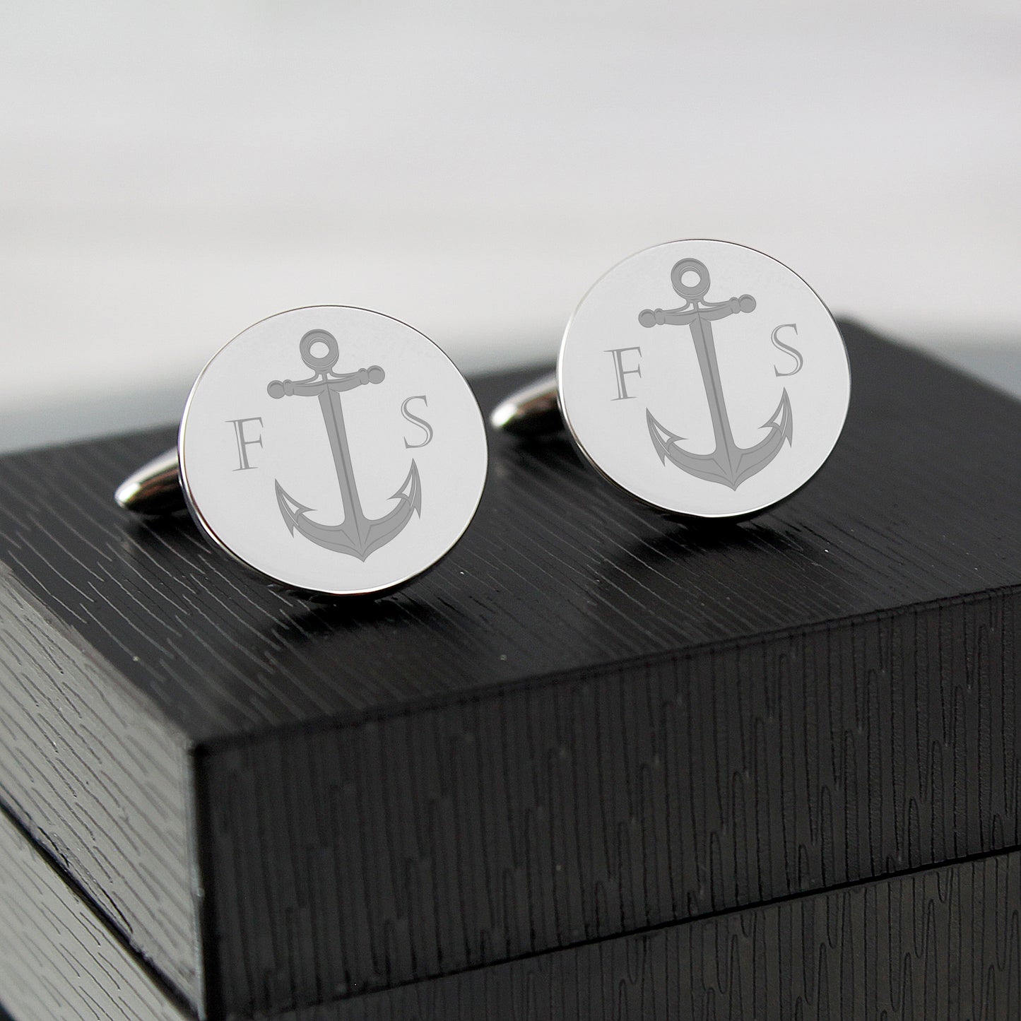 Personalised Anchor Round Cufflinks - MK&JD Gifts