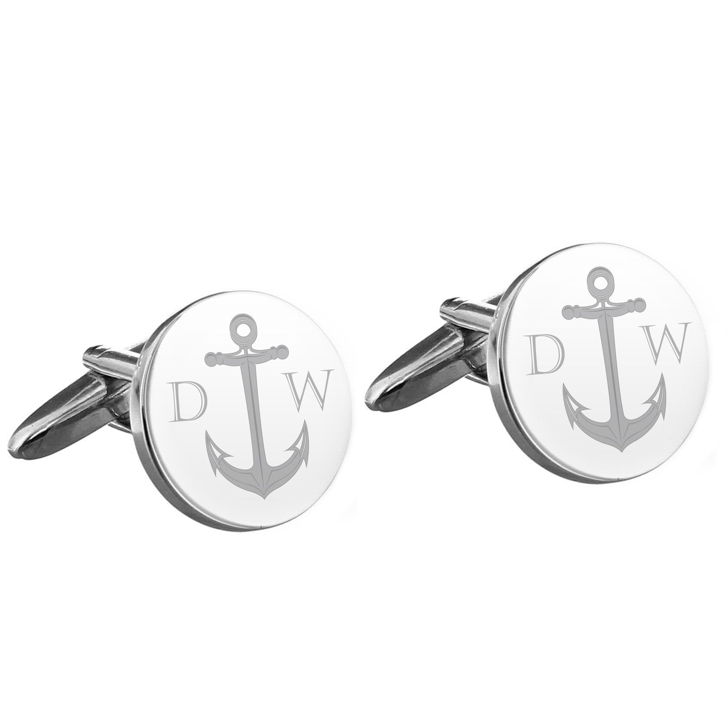 Personalised Anchor Round Cufflinks - MK&JD Gifts