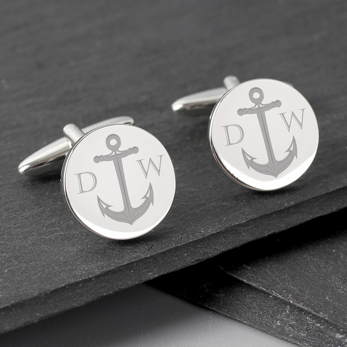 Personalised Anchor Round Cufflinks - MK&JD Gifts