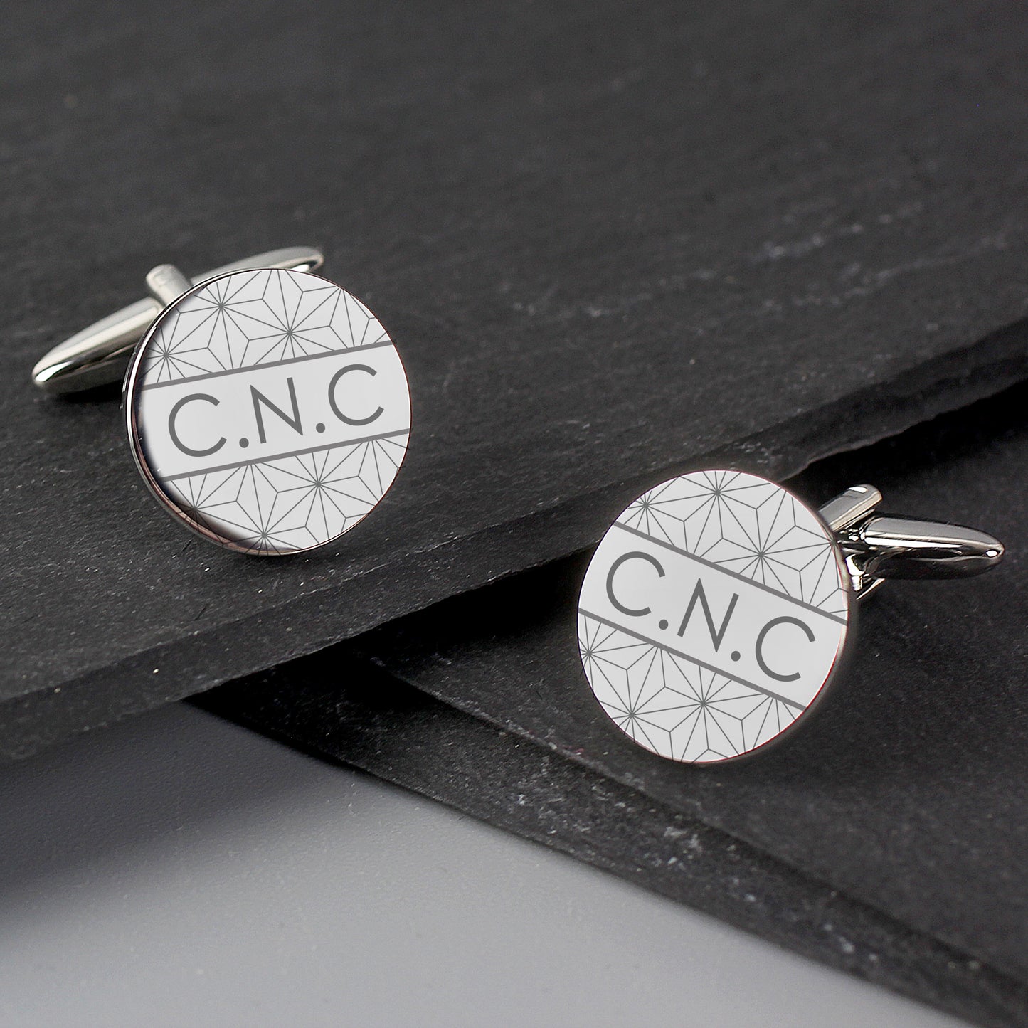 Personalised Geometric Round Cufflinks - MK&JD Gifts
