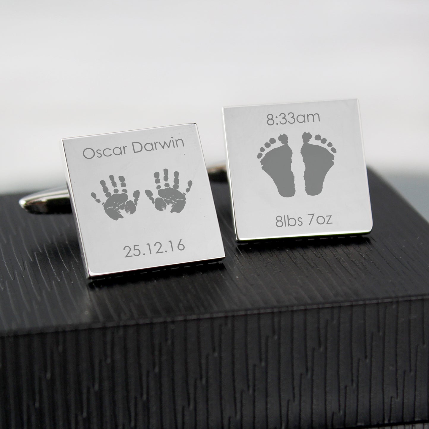 Personalised Hands and Feet New Baby Square Cufflinks - MK&JD Gifts