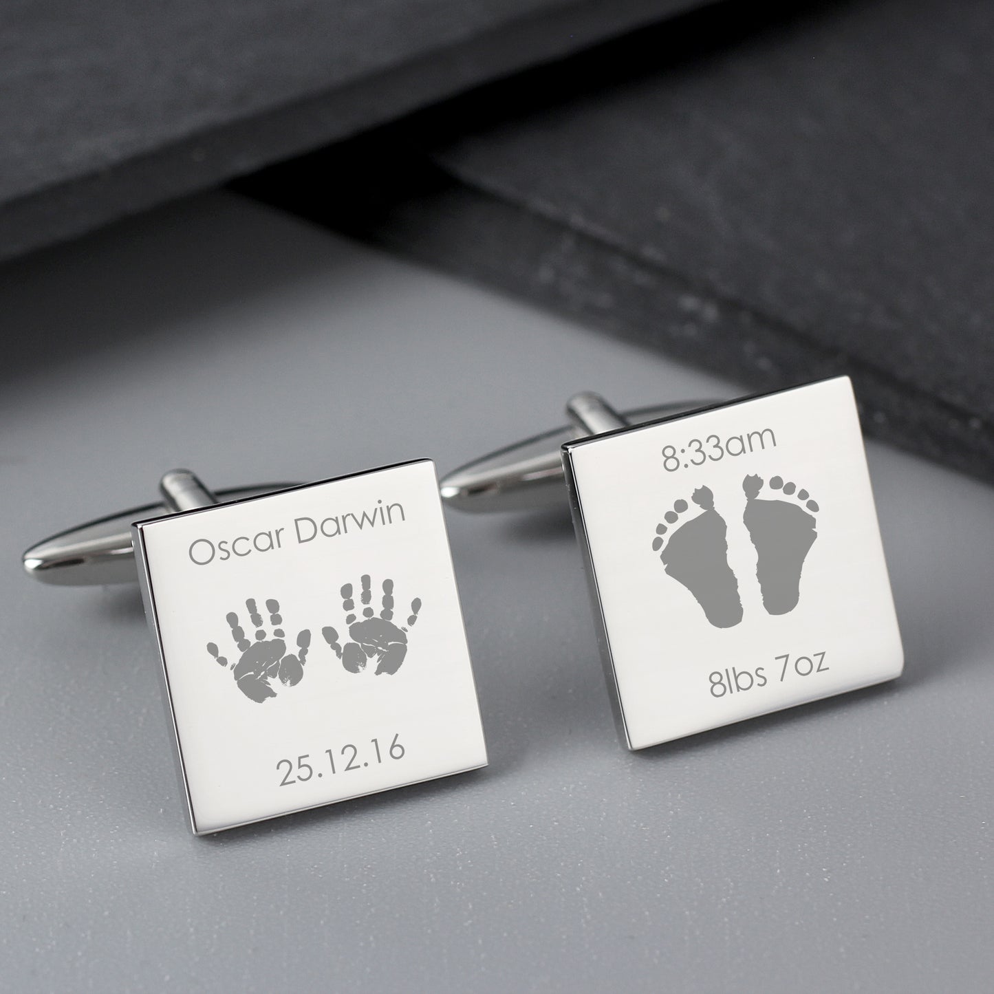 Personalised Hands and Feet New Baby Square Cufflinks - MK&JD Gifts