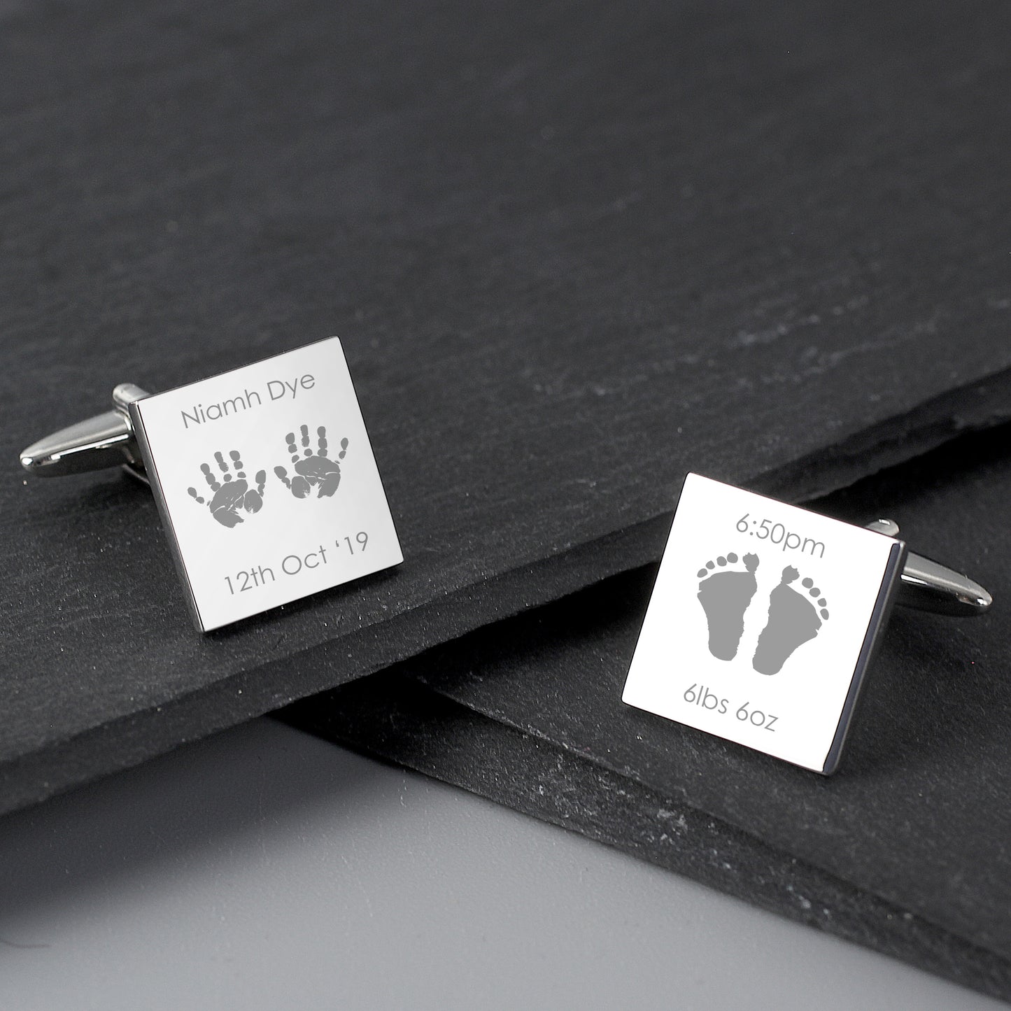 Personalised Hands and Feet New Baby Square Cufflinks - MK&JD Gifts