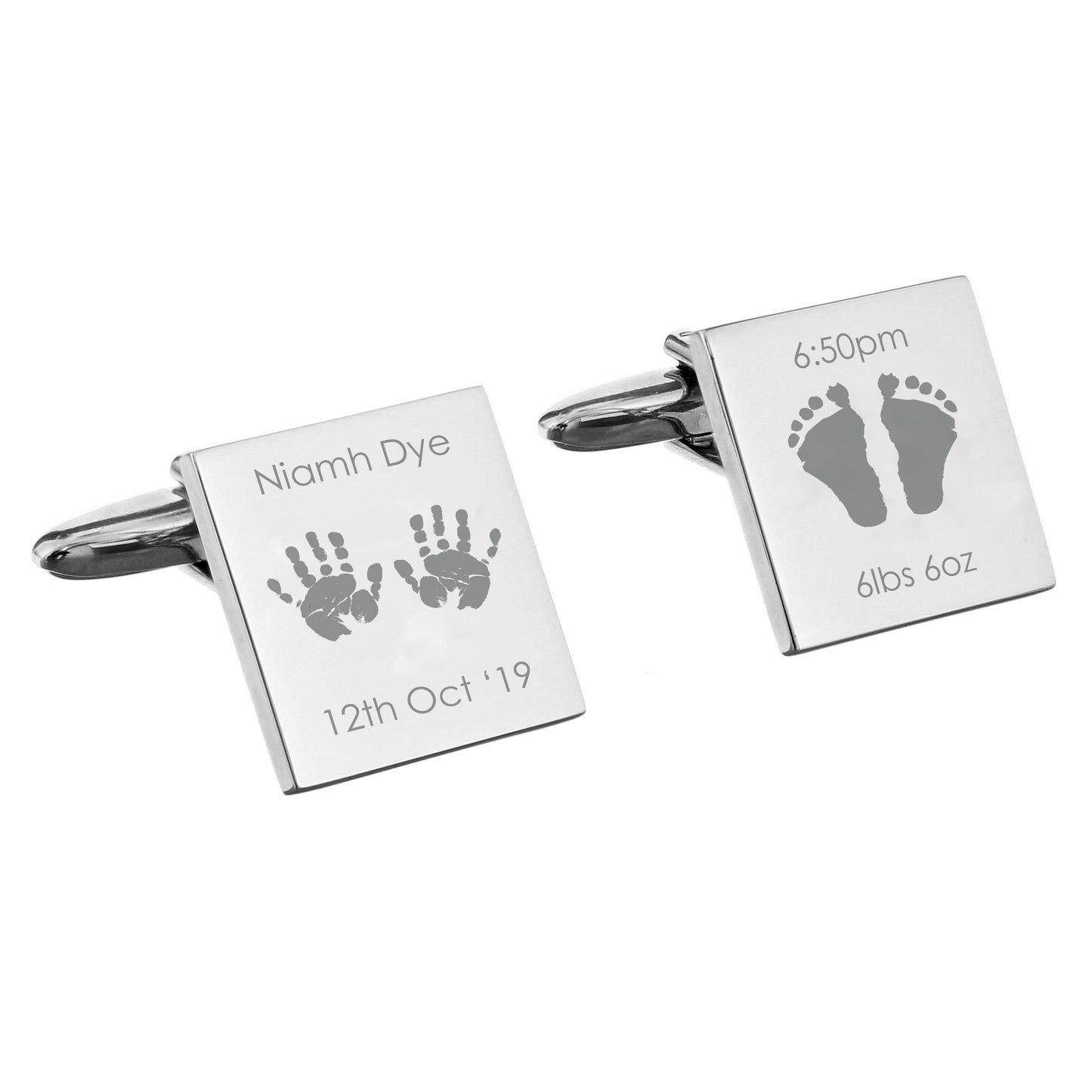 Personalised Hands and Feet New Baby Square Cufflinks - MK&JD Gifts