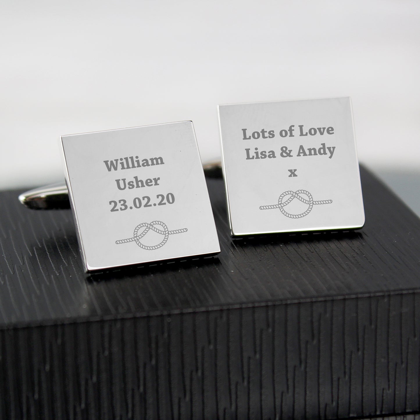 Personalised Tie the Knot Square Cufflinks - MK&JD Gifts