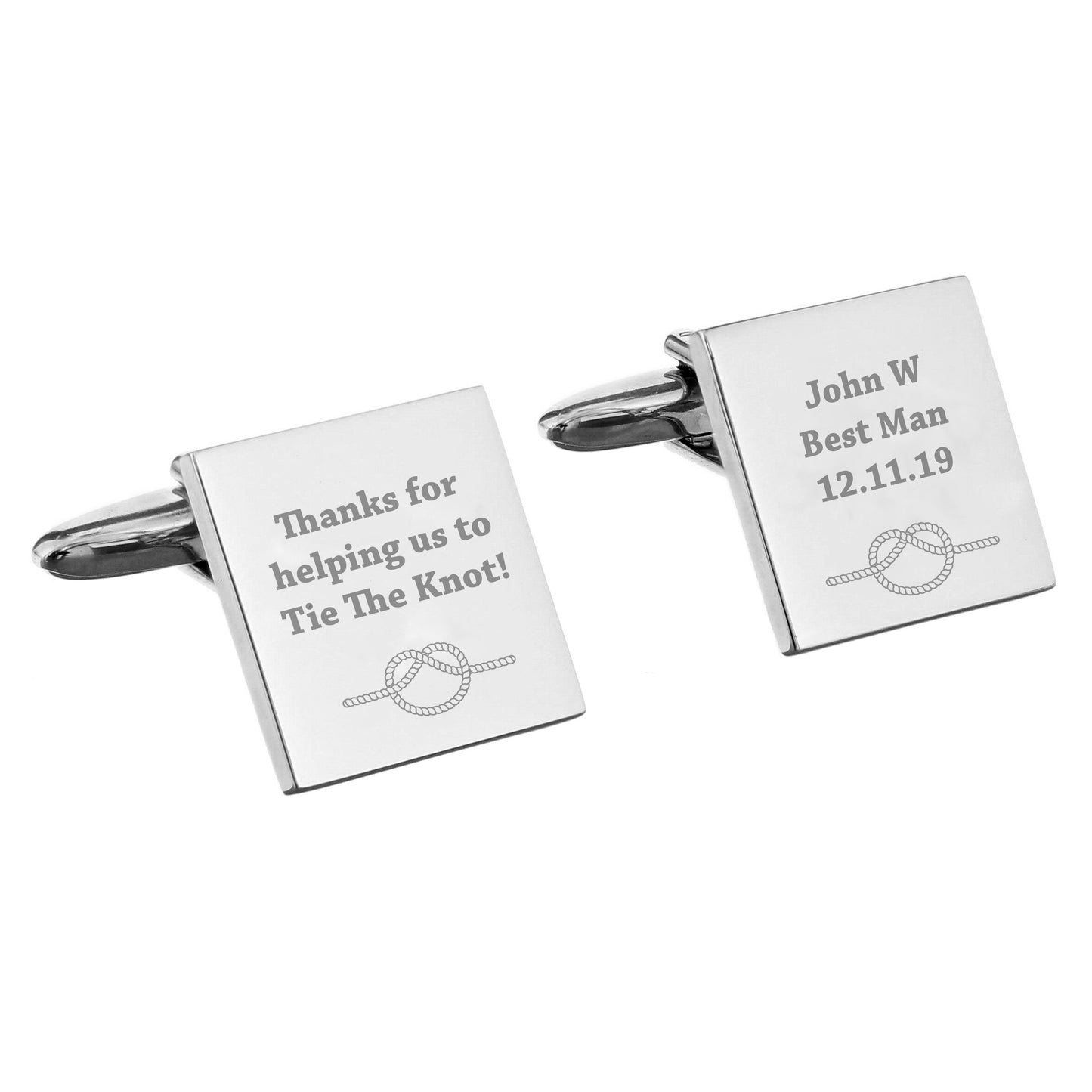 Personalised Tie the Knot Square Cufflinks - MK&JD Gifts