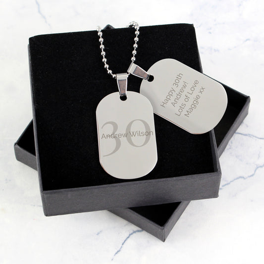 Personalised Big Age Stainless Steel Double Dog Tag Necklace - MK&JD Gifts