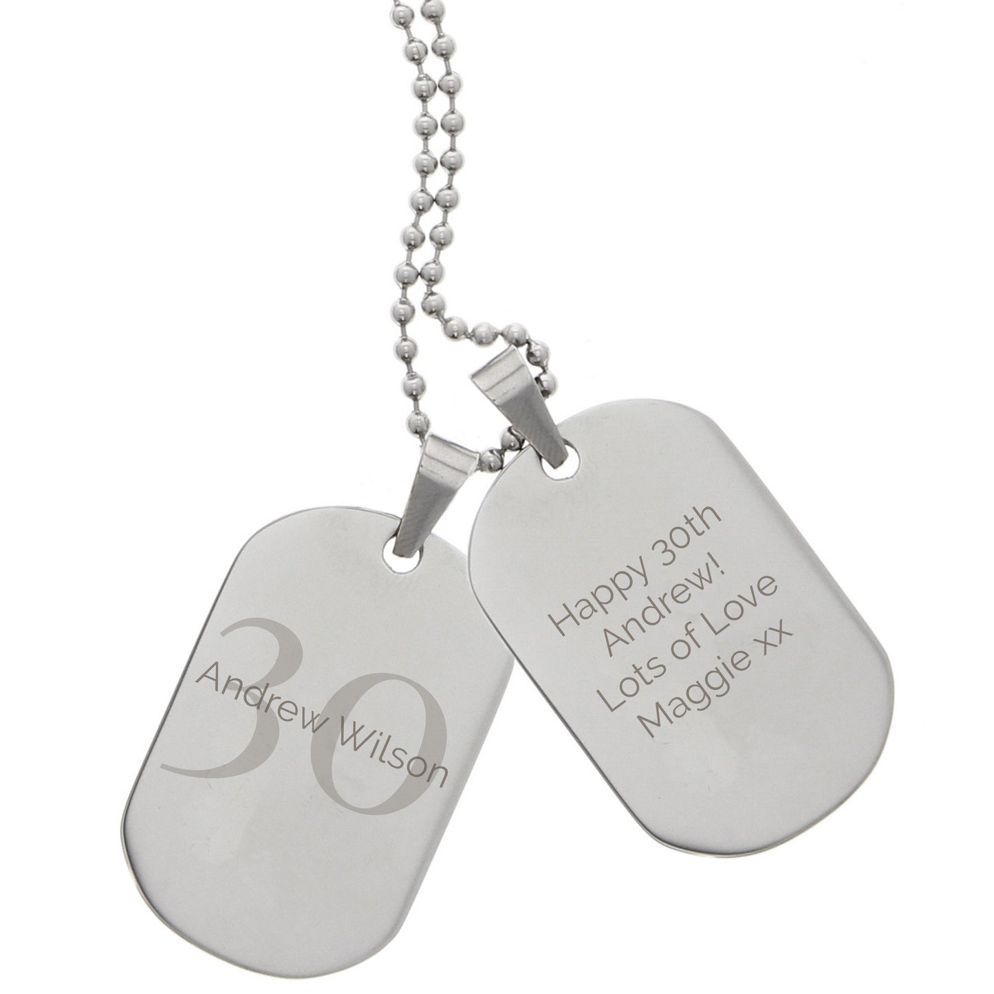 Personalised Big Age Stainless Steel Double Dog Tag Necklace - MK&JD Gifts
