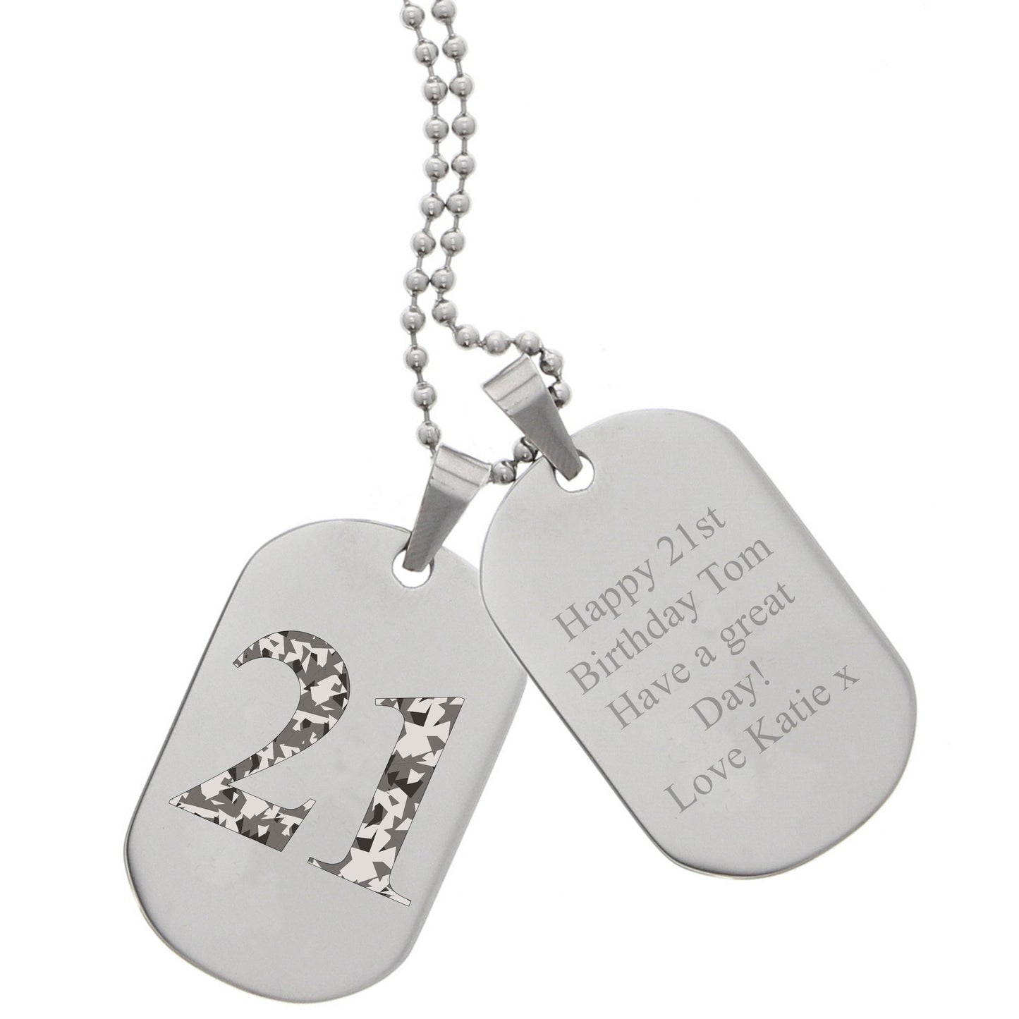 Personalised Camouflage Age Stainless Steel Double Dog Tag Necklace - MK&JD Gifts
