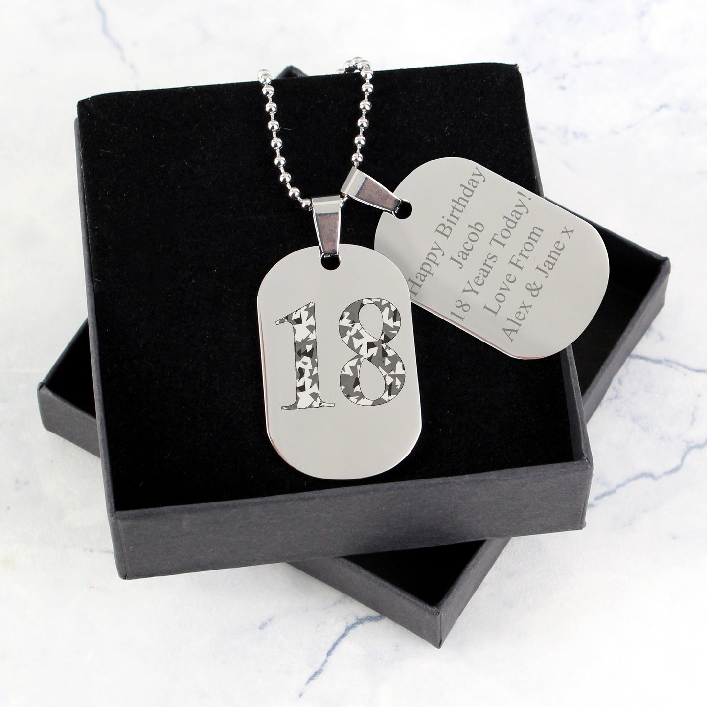 Personalised Camouflage Age Stainless Steel Double Dog Tag Necklace - MK&JD Gifts
