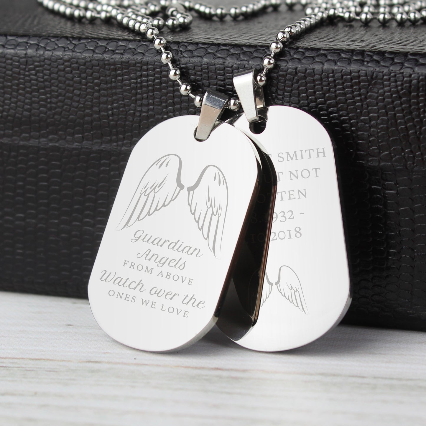 Personalised Guardian Angel Stainless Steel Double Dog Tag Necklace - MK&JD Gifts