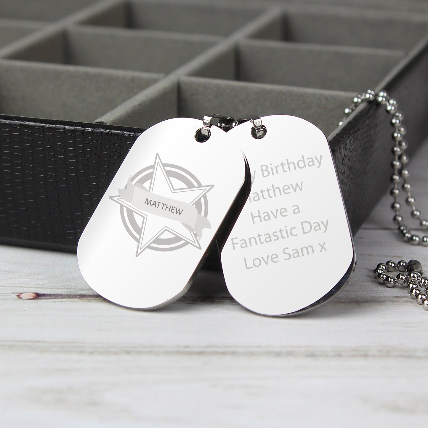 Personalised Star Stainless Steel Double Dog Tag Necklace - MK&JD Gifts