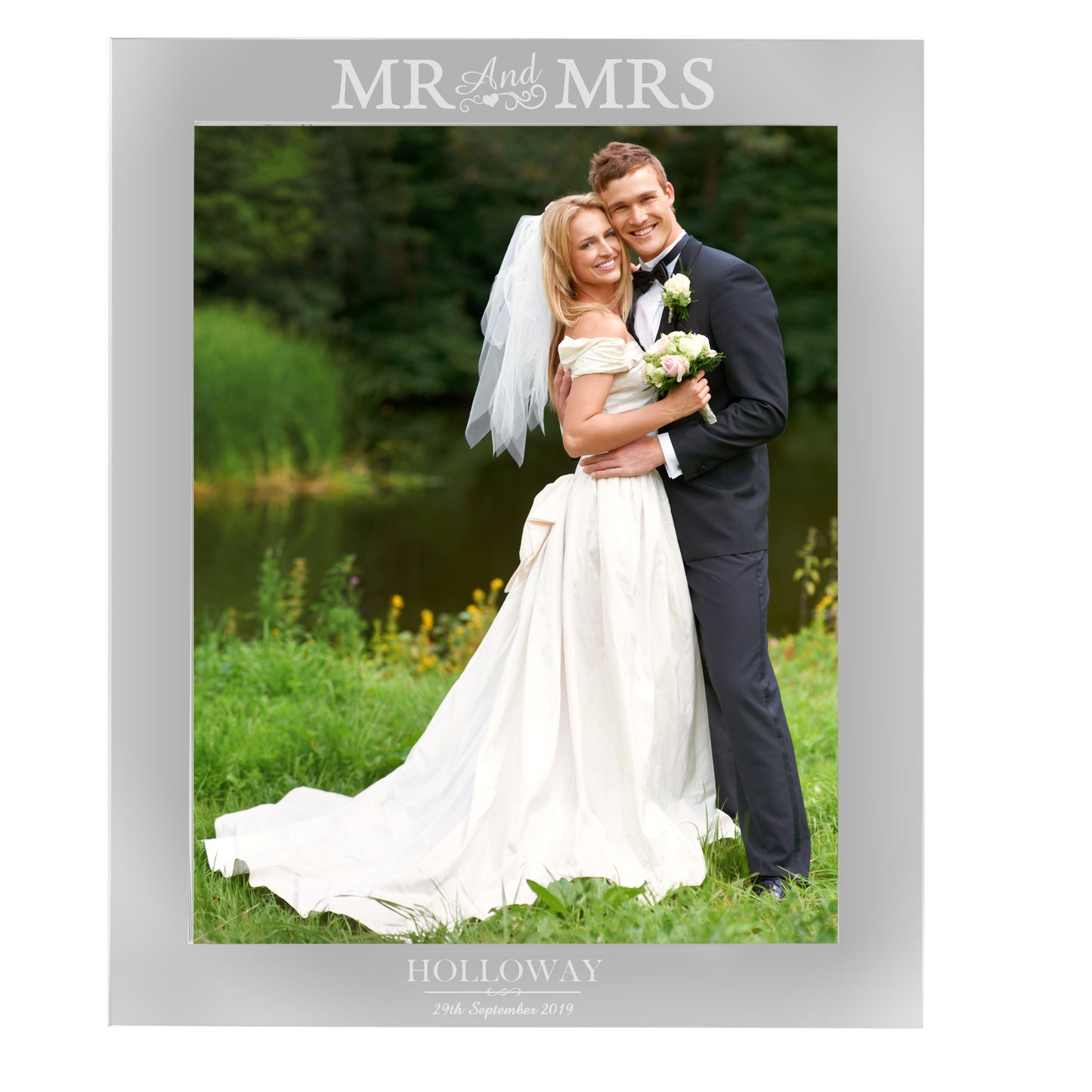 Personalised Mr & Mrs 10x8 Silver Photo Frame - MK&JD Gifts