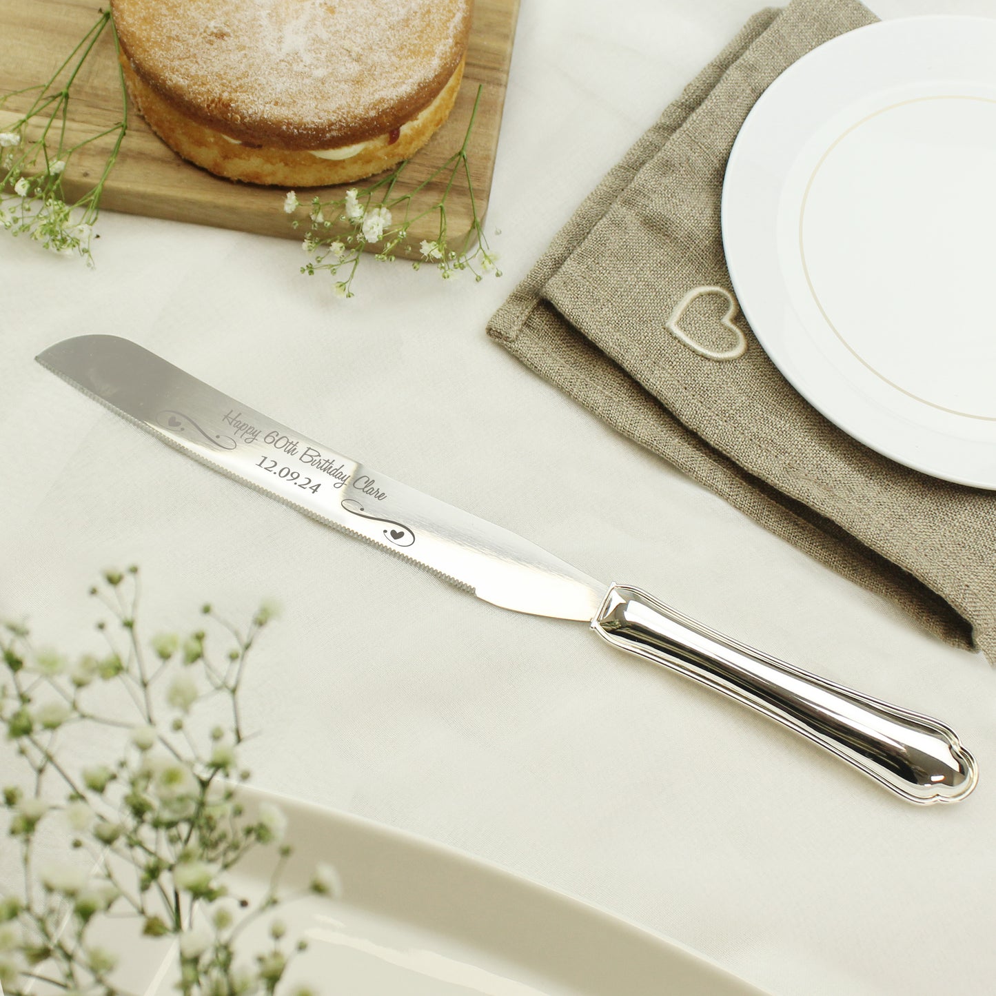 Personalised Heart & Swirl Cake Knife - MK&JD Gifts