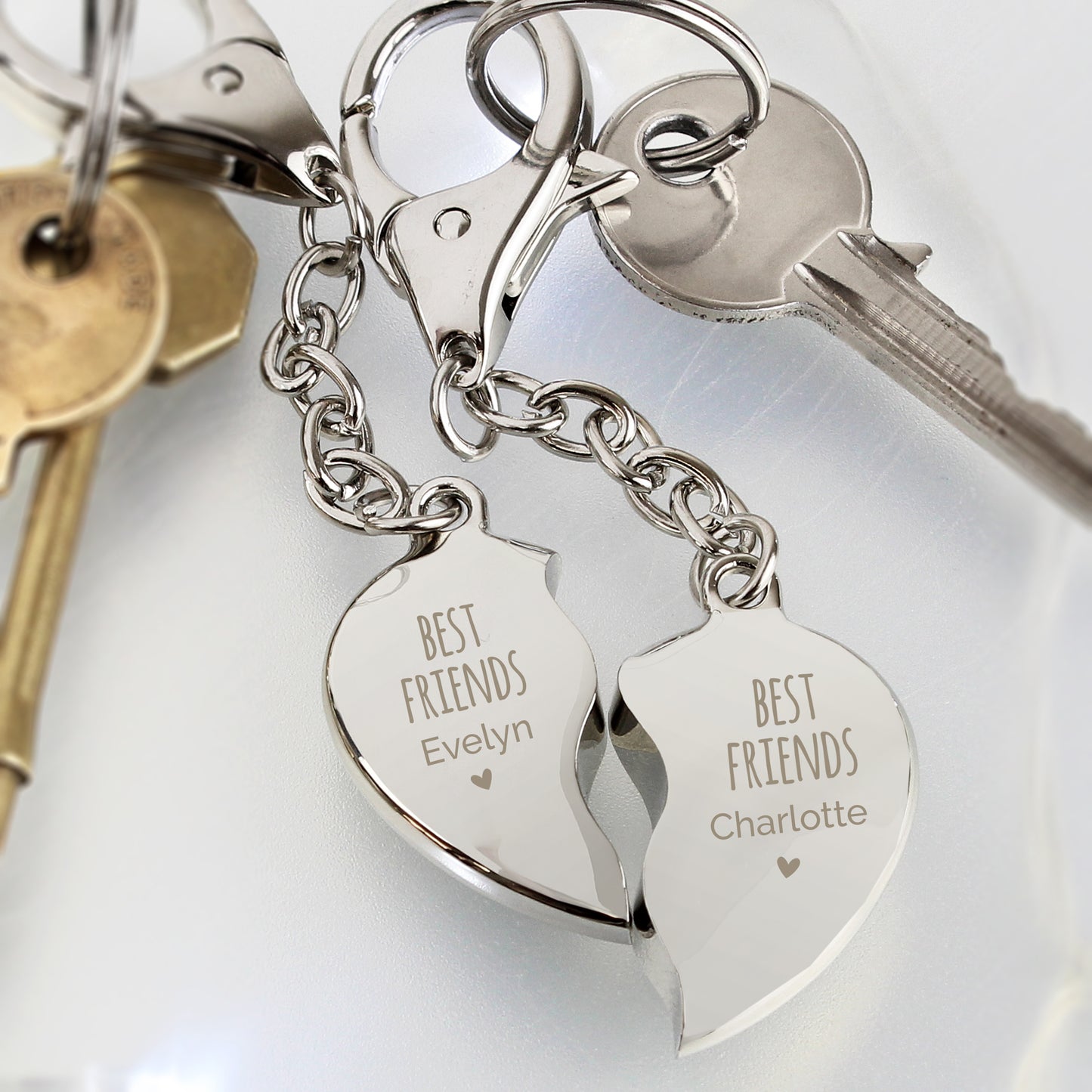 Personalised Best Friends Two Hearts Keyring - MK&JD Gifts