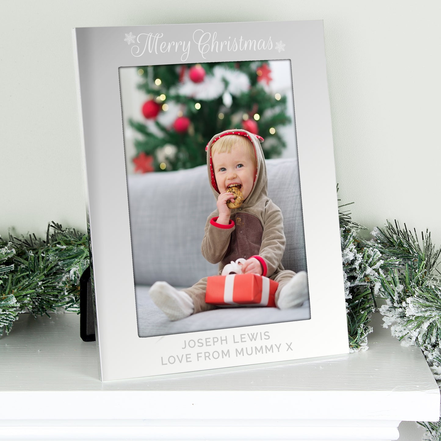 Personalised Silver 5x7 Merry Christmas Photo Frame - MK&JD Gifts