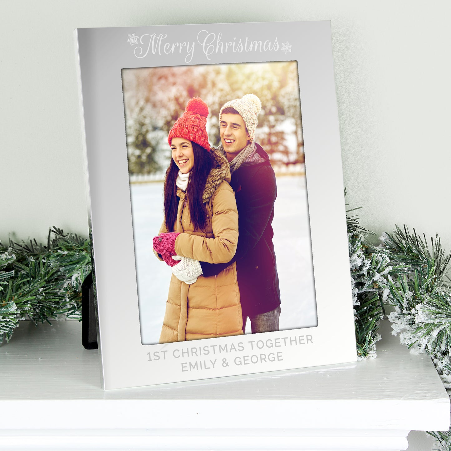 Personalised Silver 5x7 Merry Christmas Photo Frame - MK&JD Gifts