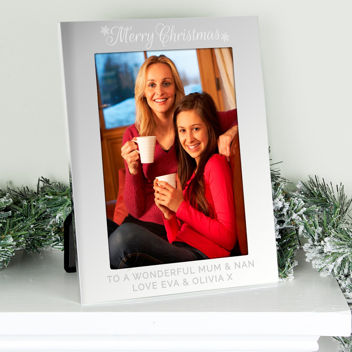 Personalised Silver 5x7 Merry Christmas Photo Frame - MK&JD Gifts