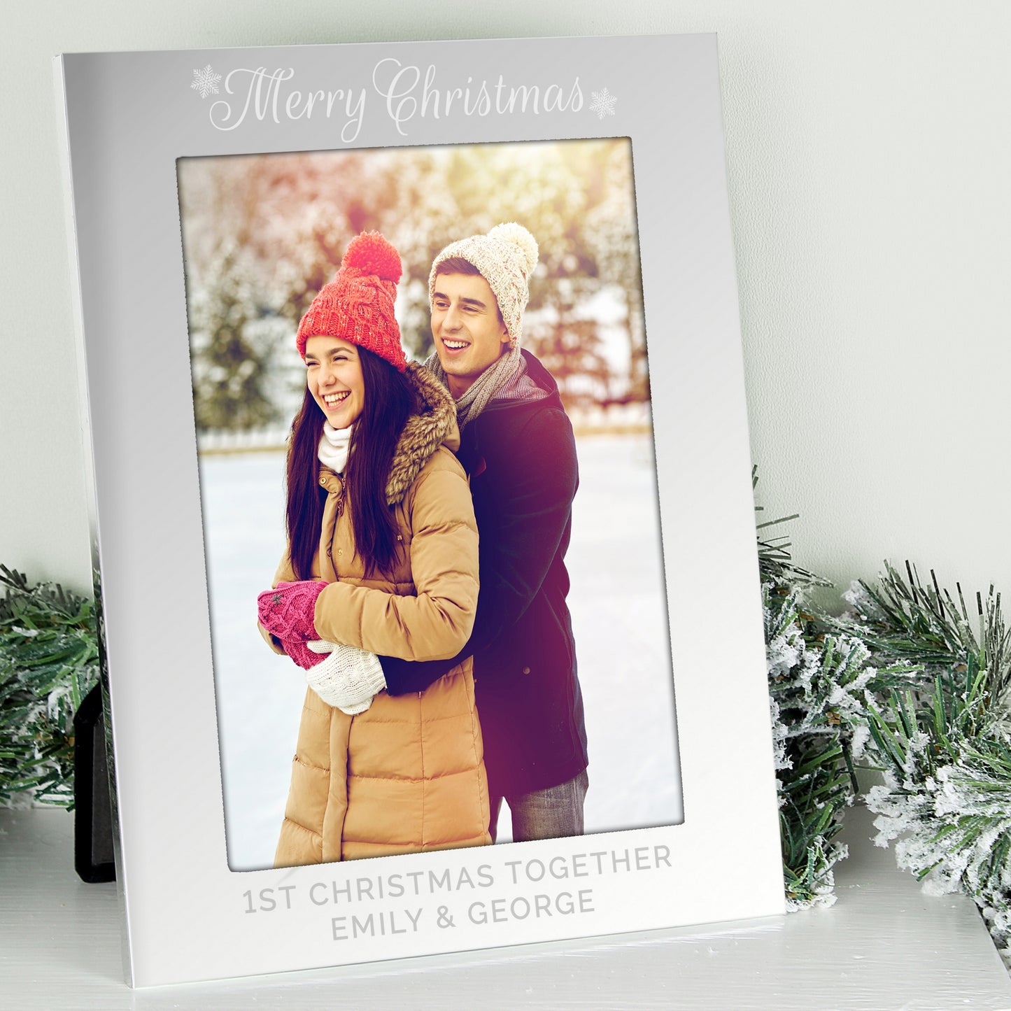 Personalised Silver 5x7 Merry Christmas Photo Frame - MK&JD Gifts
