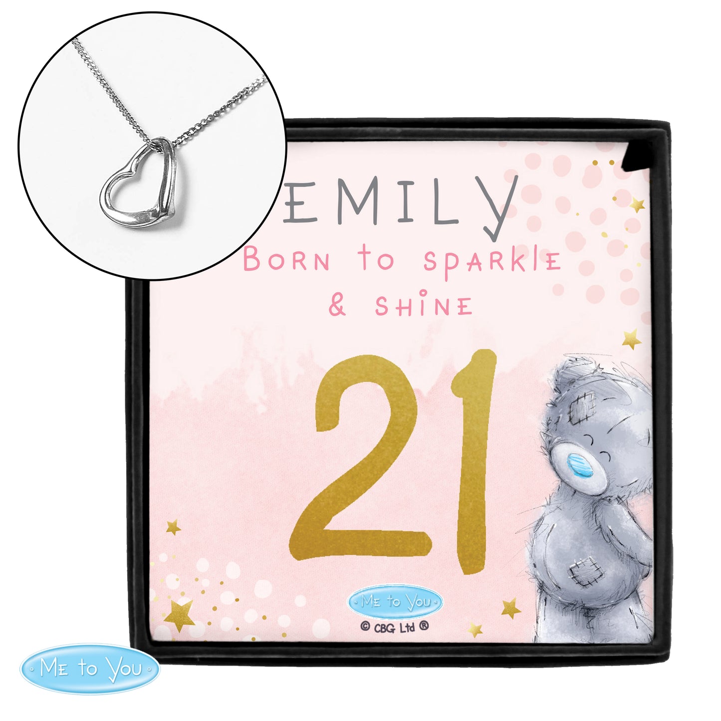 Personalised Me To You Sparkle & Shine Birthday Sentiment Silver Tone Necklace and Box - MK&JD Gifts