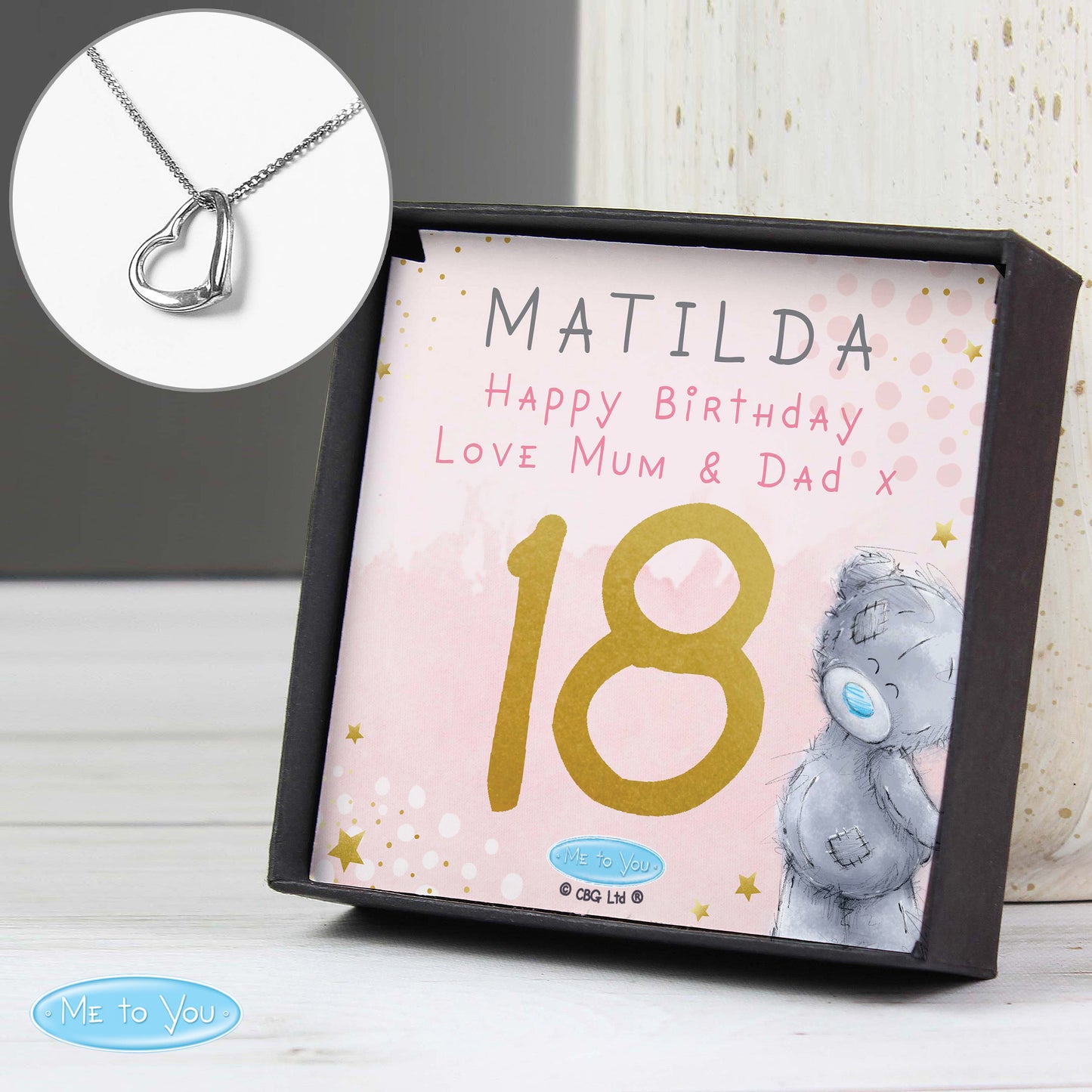 Personalised Me To You Sparkle & Shine Birthday Sentiment Silver Tone Necklace and Box - MK&JD Gifts